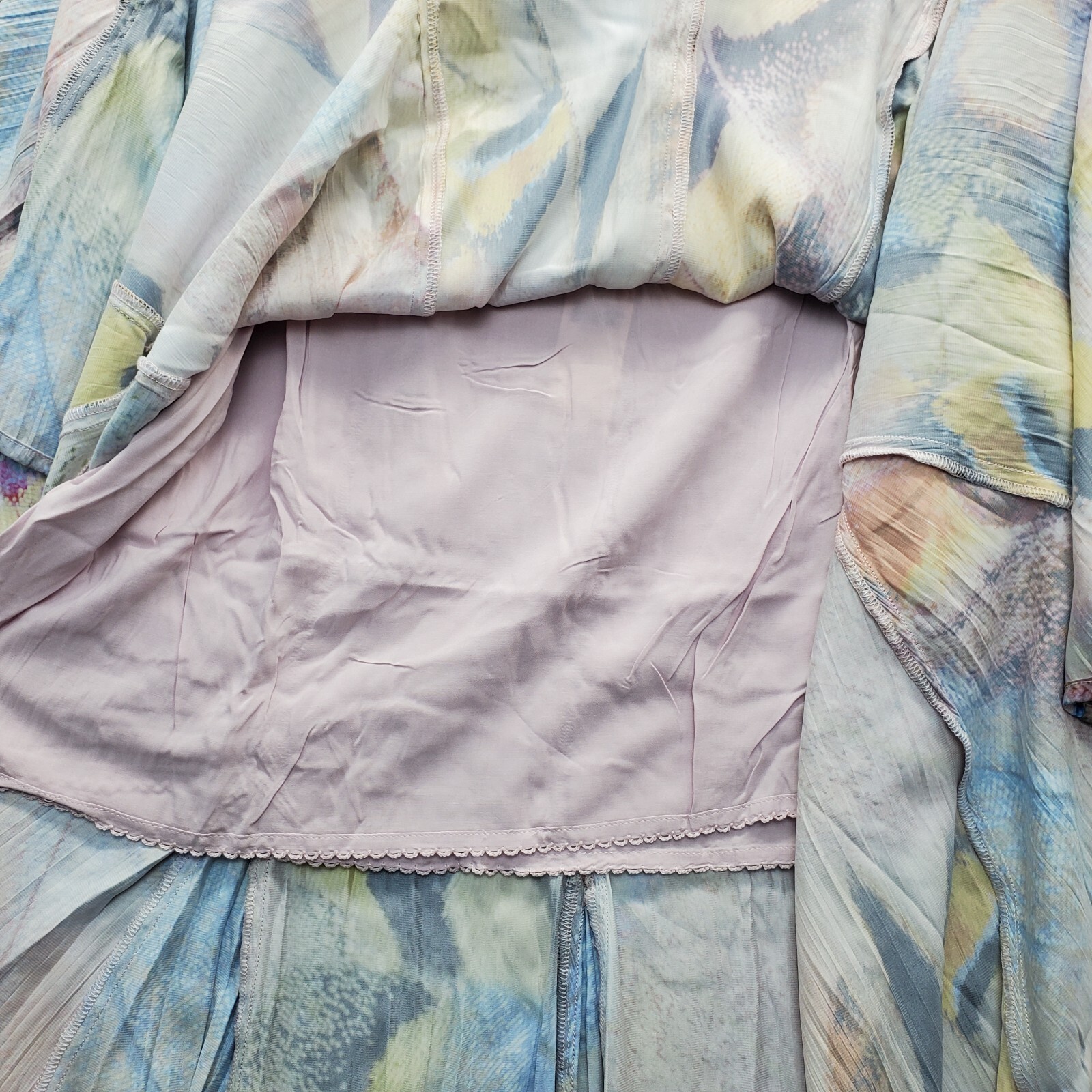 Anthropologie Maxi Skirt Women’s 6 Multi Watercolor Art Lined Swing Hem Side Zip