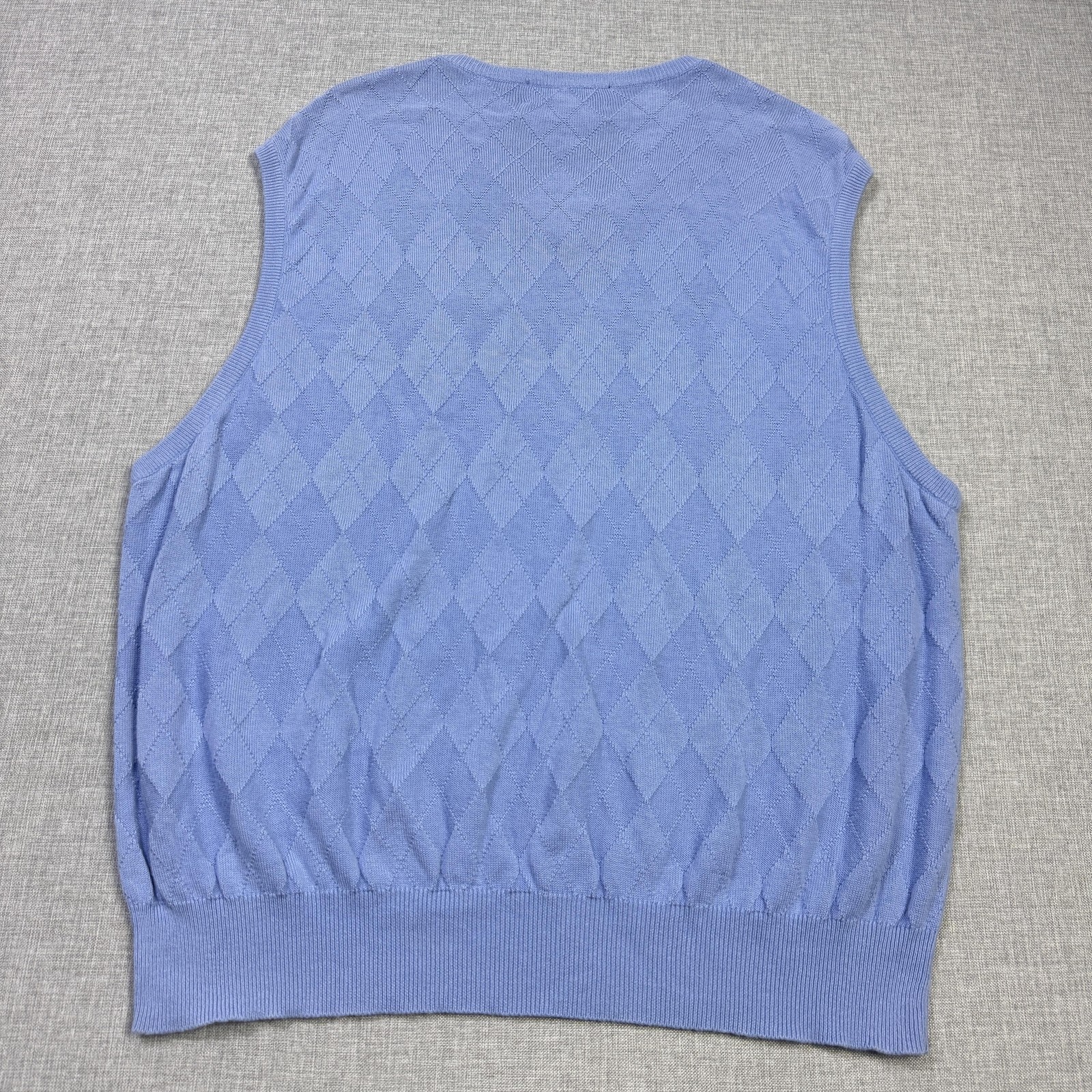 Polo Golf Ralph Lauren Argyle V-Neck Sweater Vest Mens XL Blue Embroidered