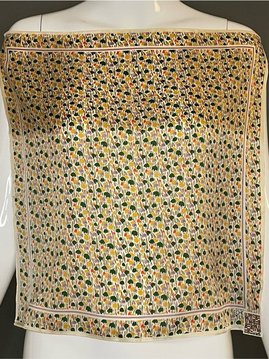 Vintage New Old Stock Echo Silk Scarf 17 In Sq Mint Condition