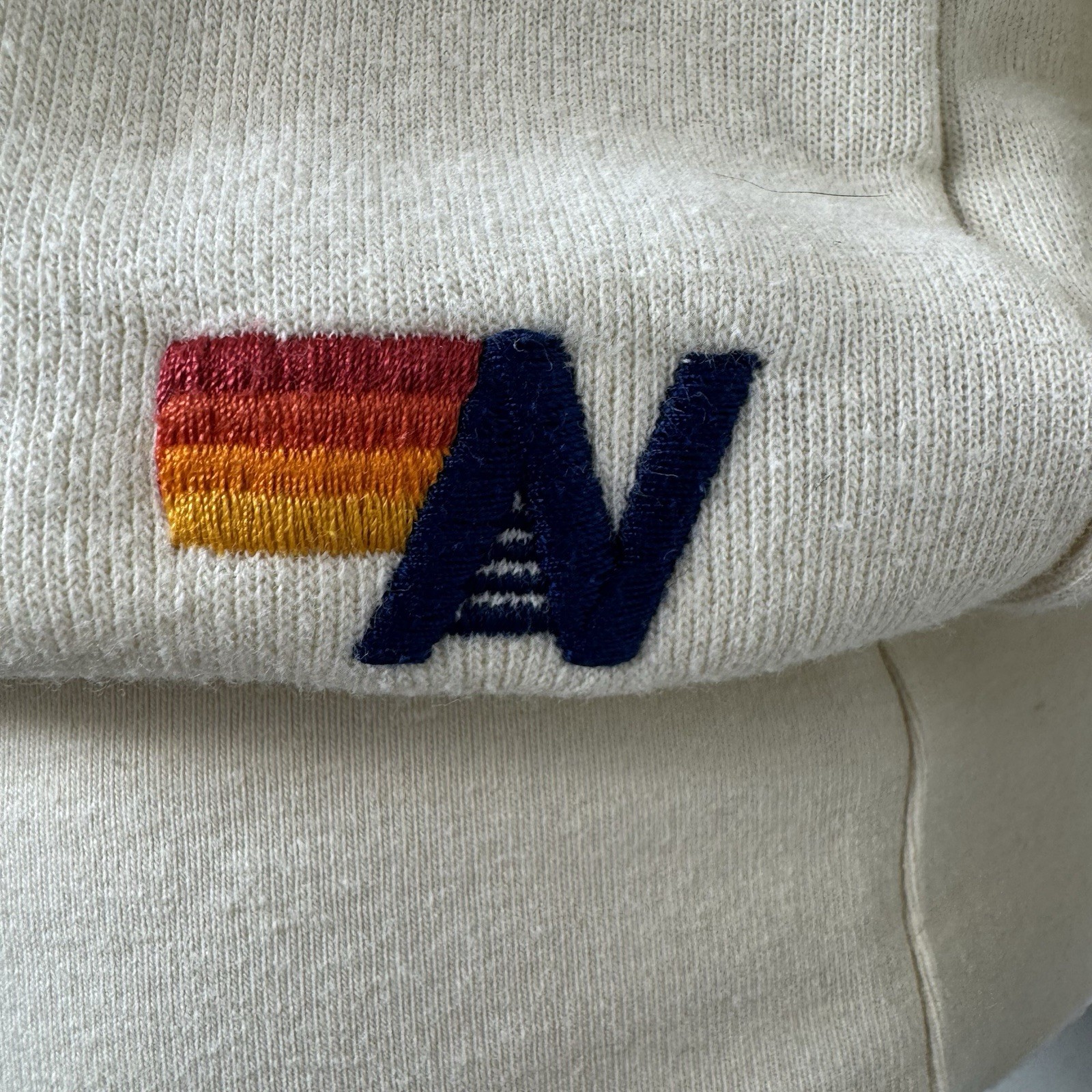 Aviator Nation 5 Stripe Crew Sweatshirt Small Blue Cream Fleece Pullover Top
