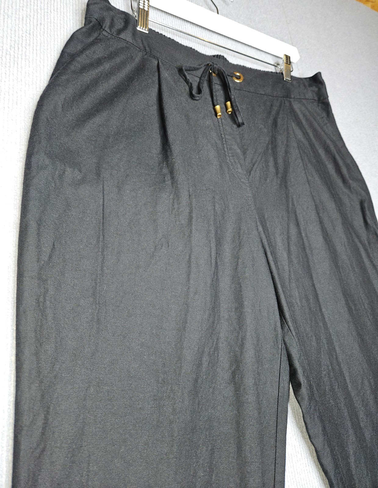 Donna Karan New York Ankle Pants Womens Large Black Drawstring Tapered