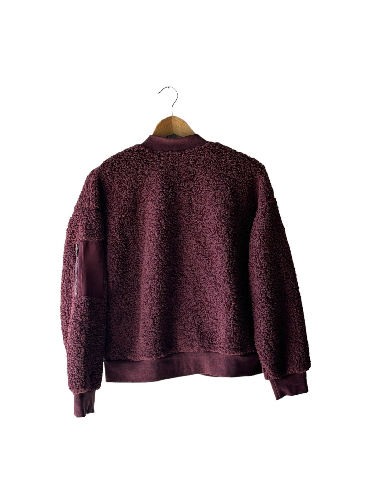 Hippie Rose Juniors Size M Deep Plum Sherpa Fleece Boxy Bomber Jacket – New