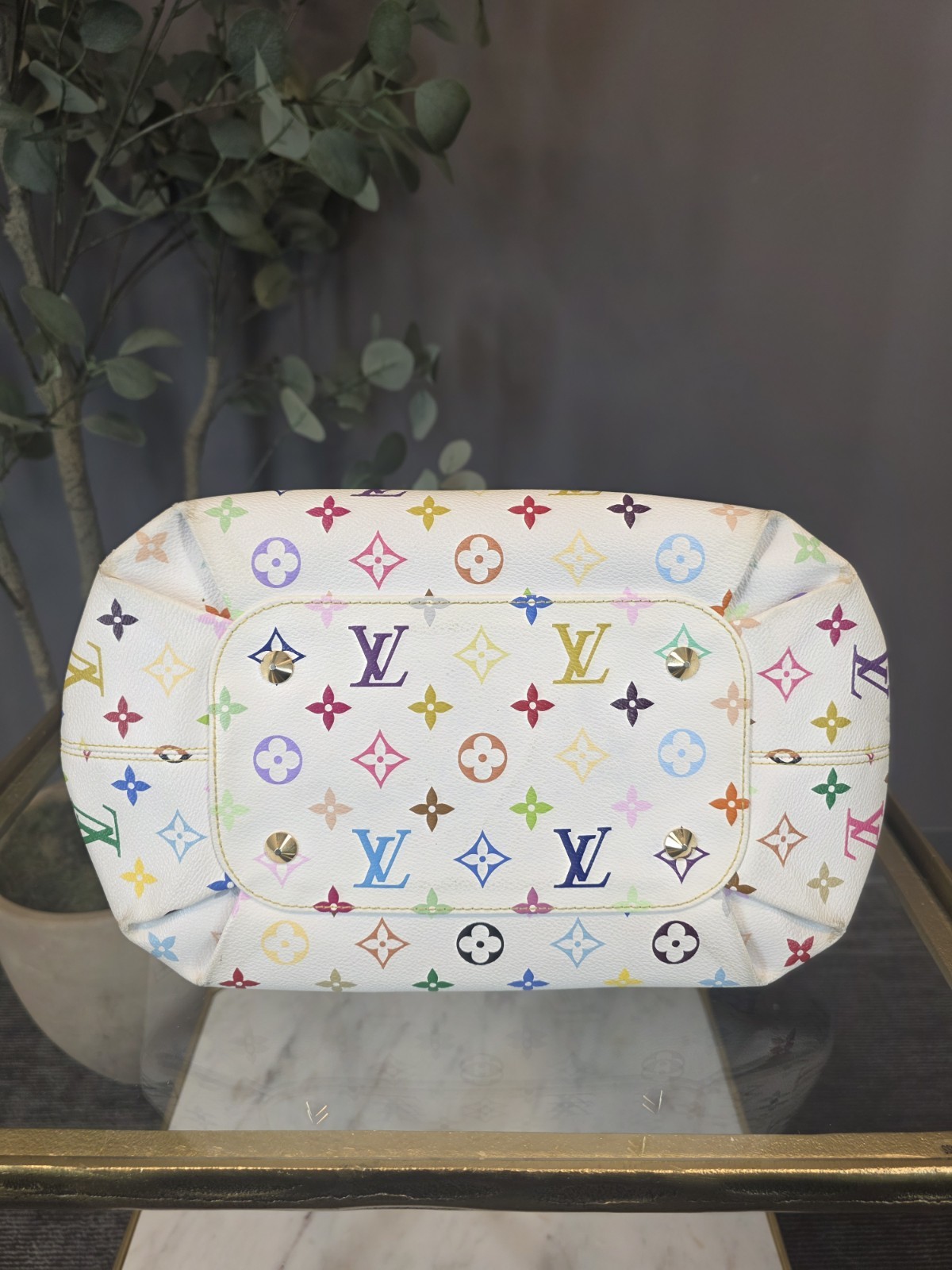 Louis Vuitton Annie Tote GM White Canvas Leather Murakami Multicolor Monogram