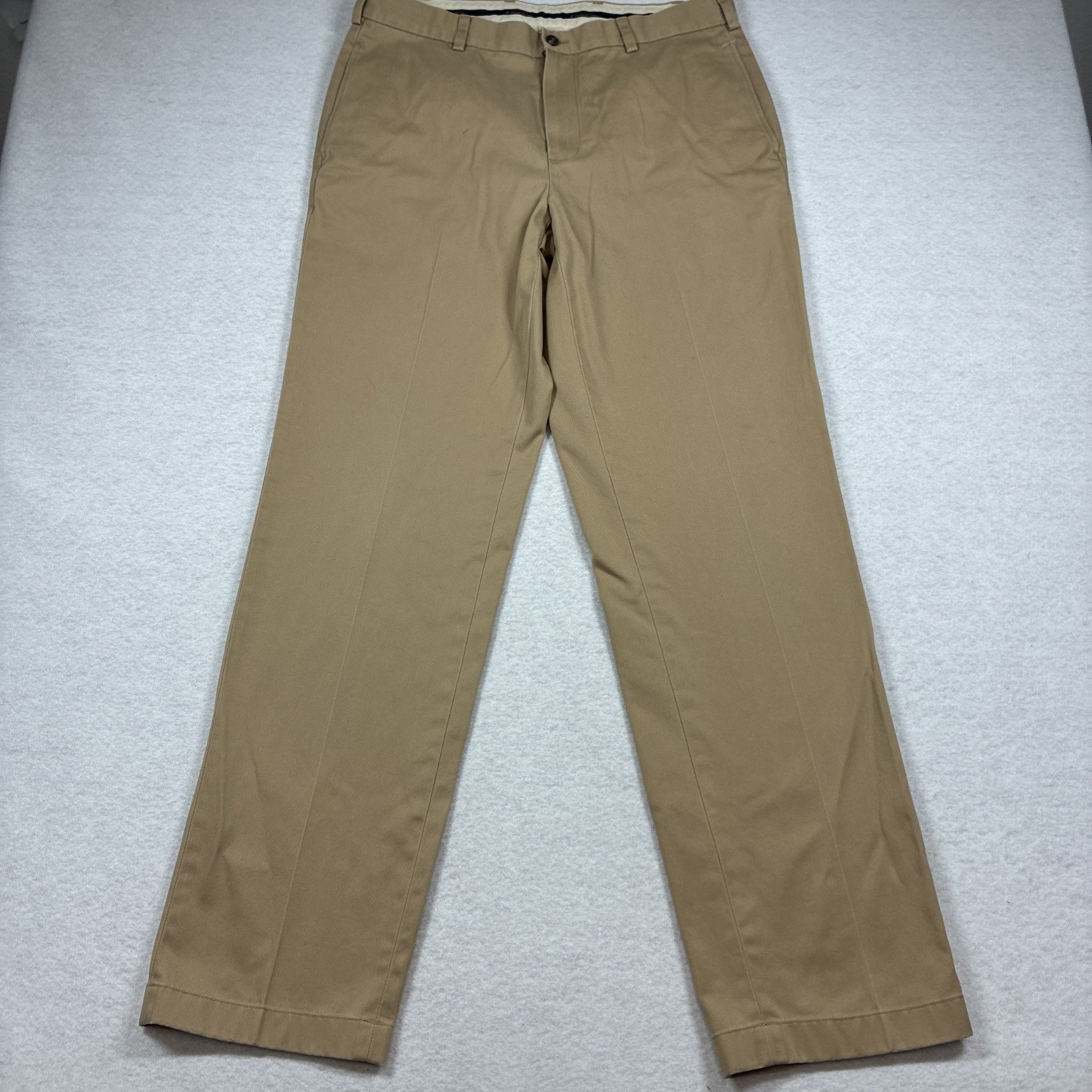 Brooks Brothers Clark Advantage Flat Front Tan Cotton Chino Pants 35X34 Preppy