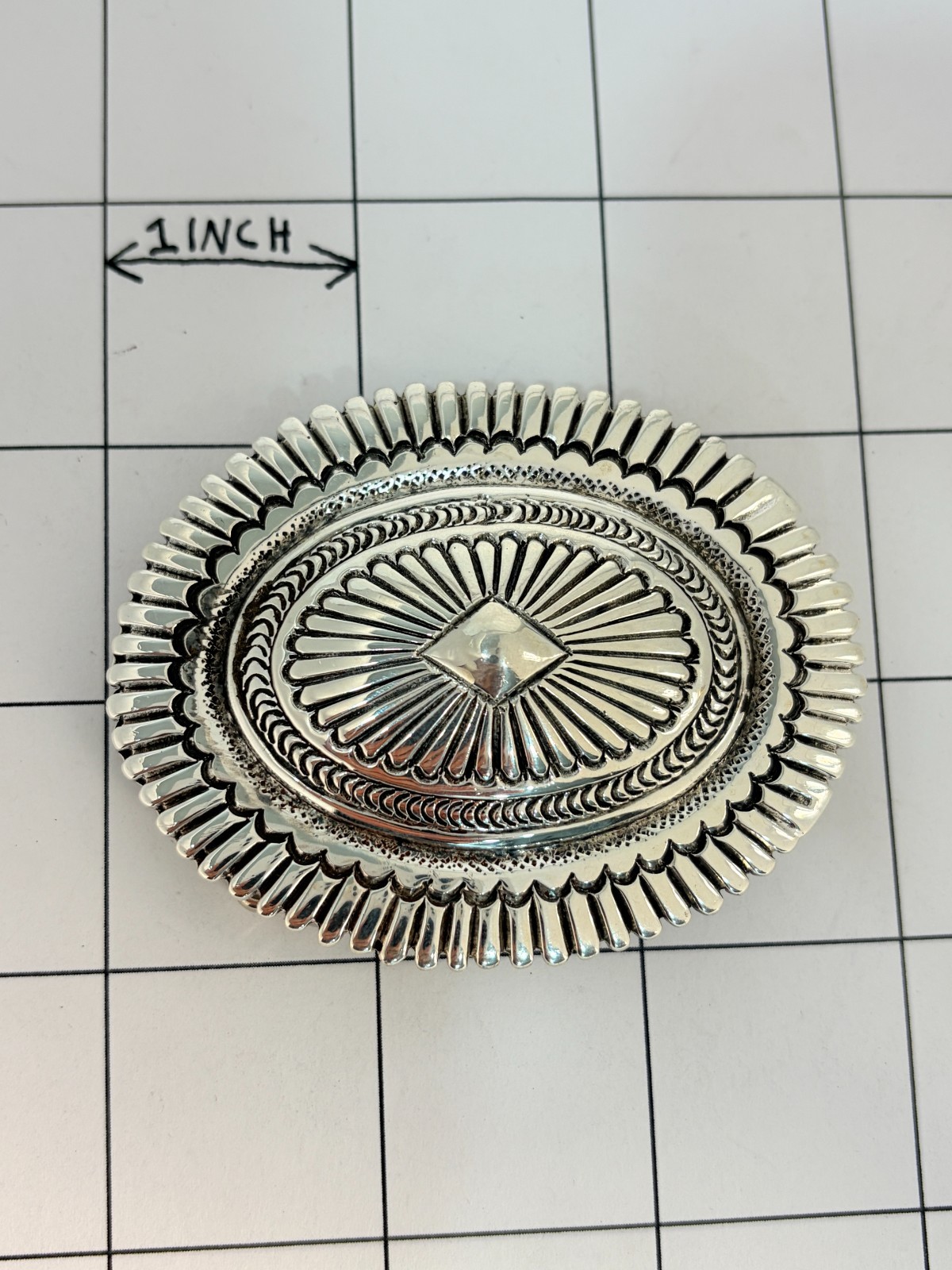 Sterling Silver .925 Hammered Concho Belt Buckle Genuine Alligator 44 Flemings