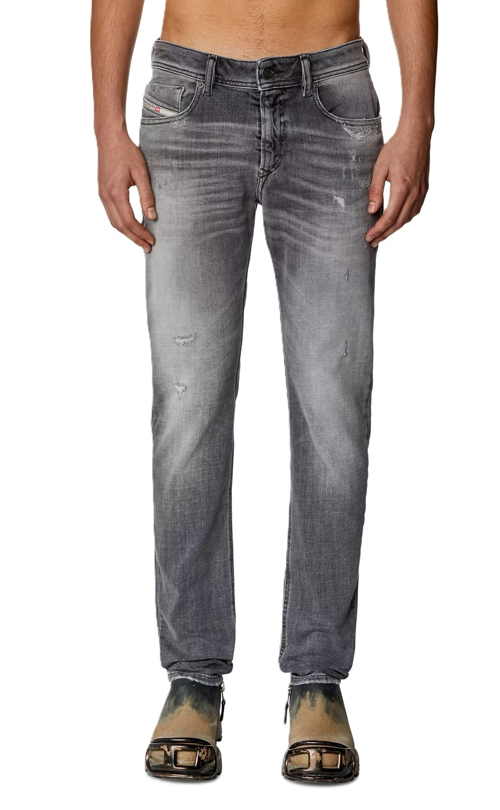 DIESEL 1979 Sleenker 09H70 Men Jeans W32/L32 Skinny Grey Distress Low RRP250 *