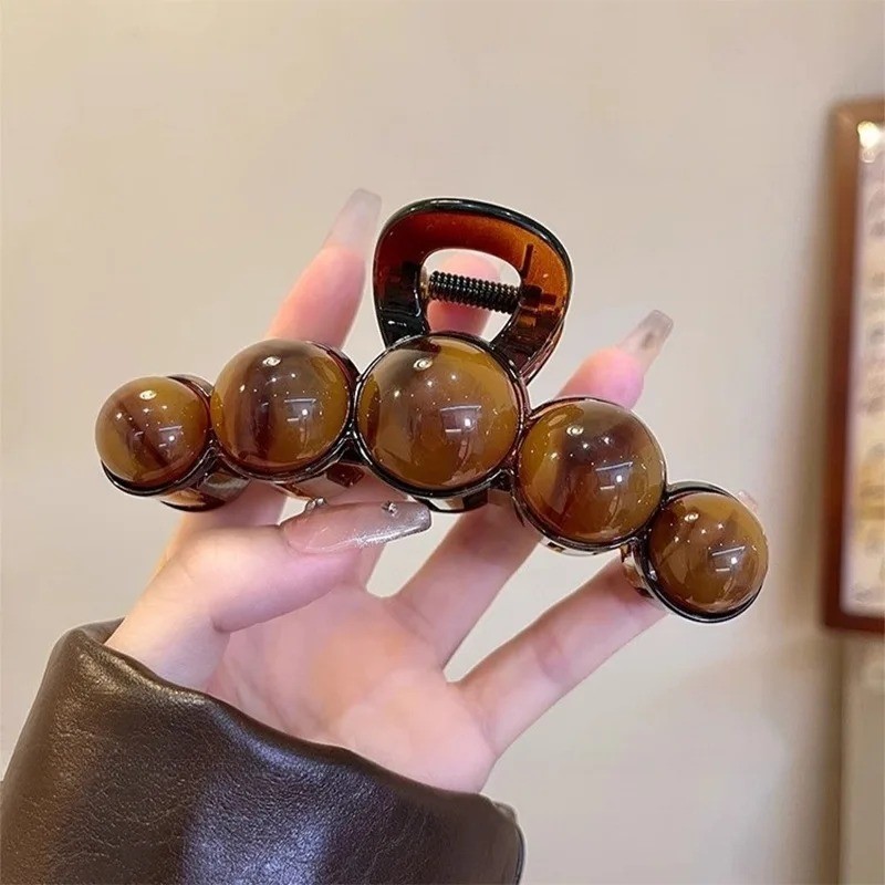 1pc Fashion Pearl Large Simple Elegant Acrylic Hair Claw Hairpin For Women’s