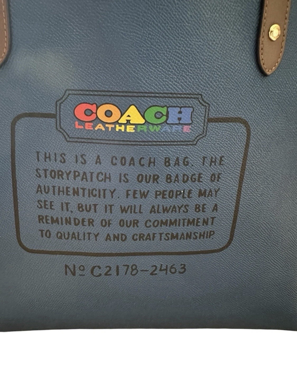 Coach Multicolor/White Logo Tote Bag w/ Brown Double Handles & Gold Hardware