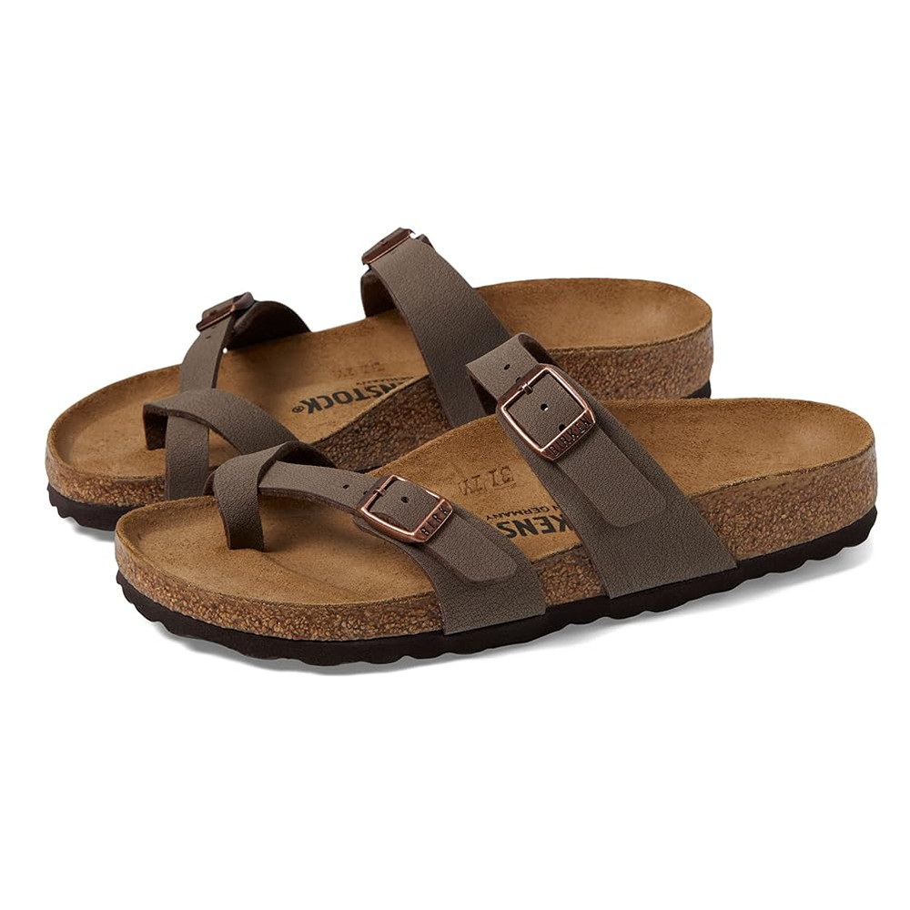Birkenstock Mayari Mocha Classic Birkibuc Cork Two-Strap Sandals Women’s Shoes