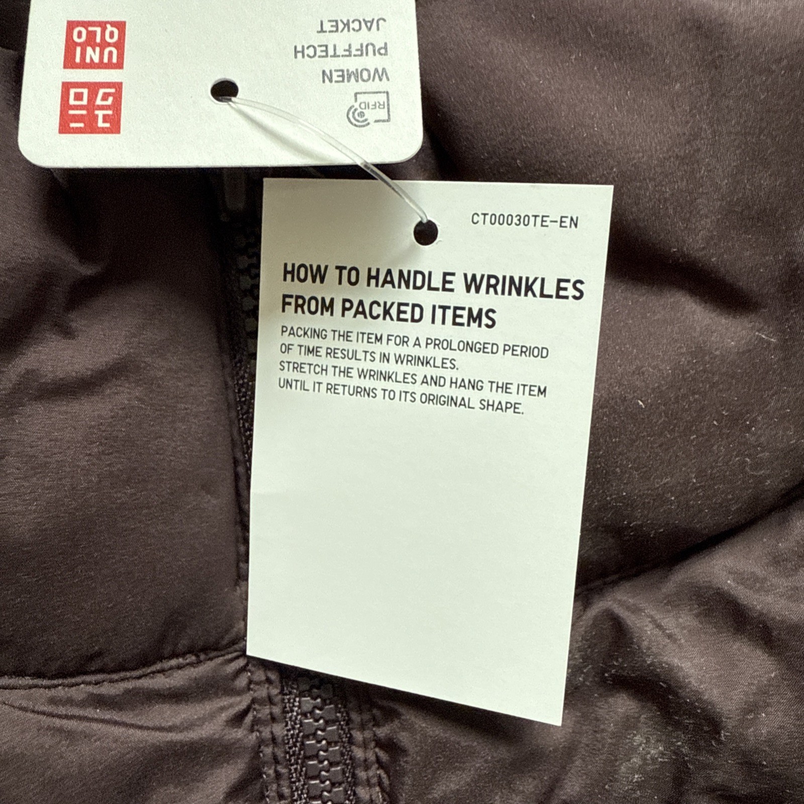 New $80 Uniqlo Women Puff Tech Jacket The North Face Bust 36 39 Dark Brown Sz L