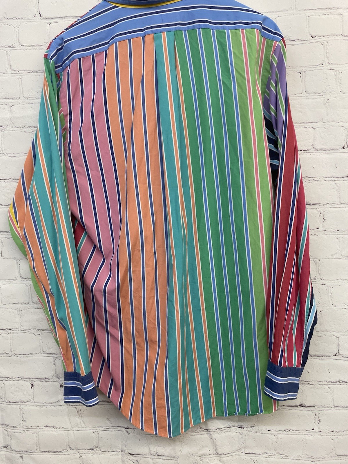 FUNKY Ralph Lauren Custom Fit Large Various Stripe Colorful Dress Shirt