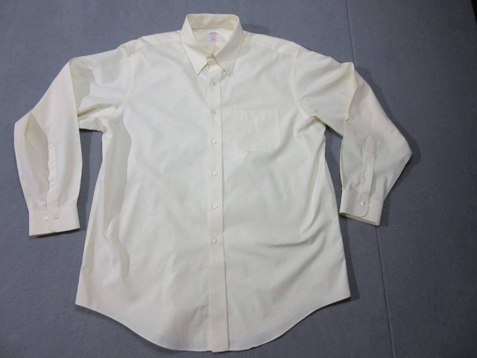 Brooks Brothers Shirt Mens 17 34/35 Ivory 346 The Original Polo Regular Fit