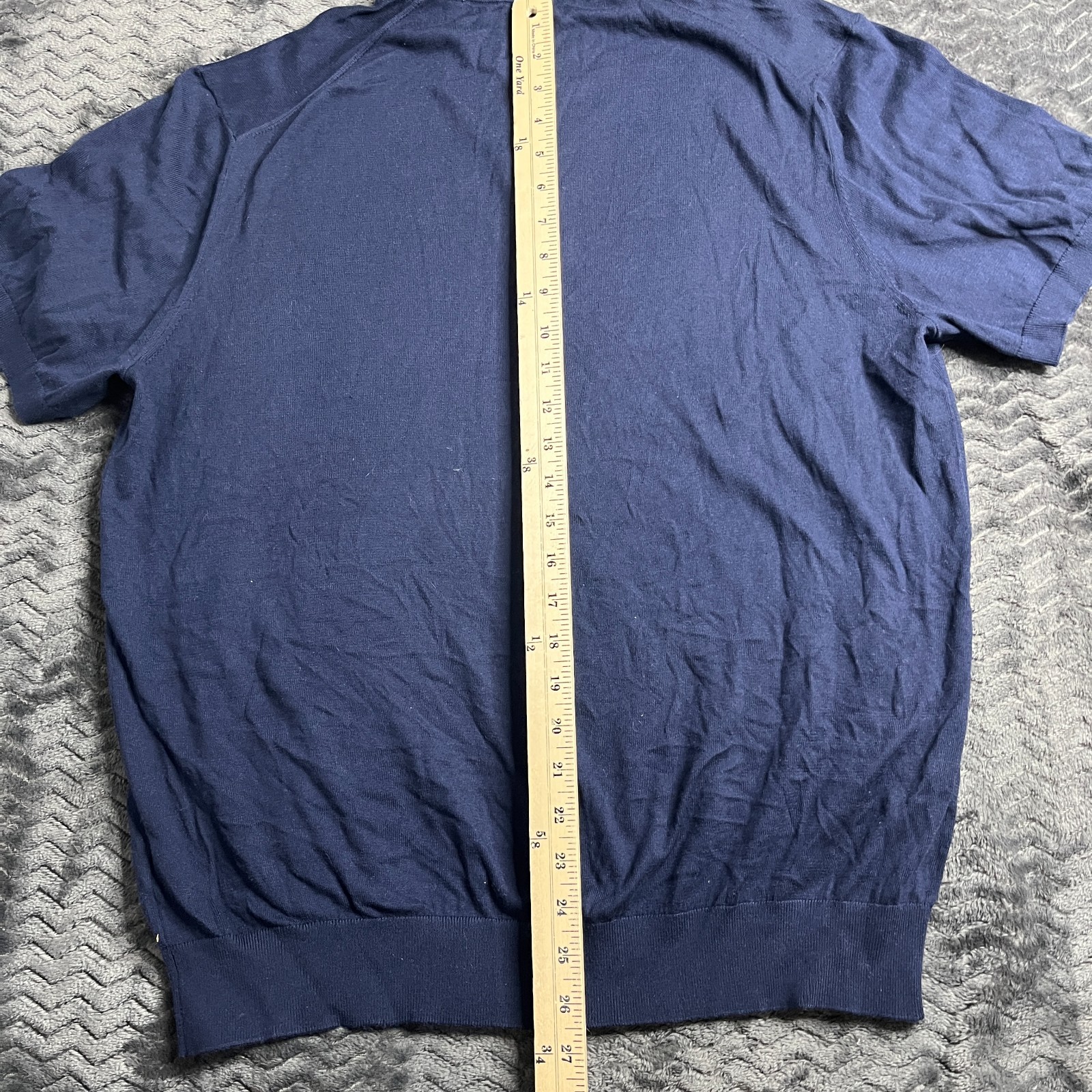 Buck Mason Avalon Knit Polo Mens Size L Washed Navy Ribbed Collar