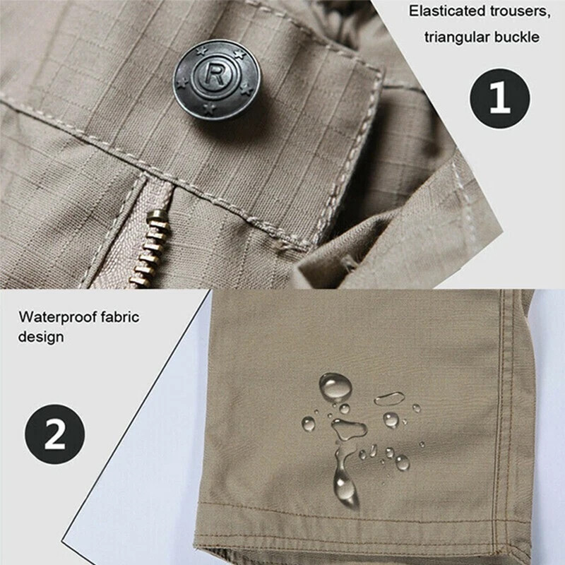 Men Cargo Pants Soldier Straight-fit Tactical Work Combat Trousers Outdoor AA