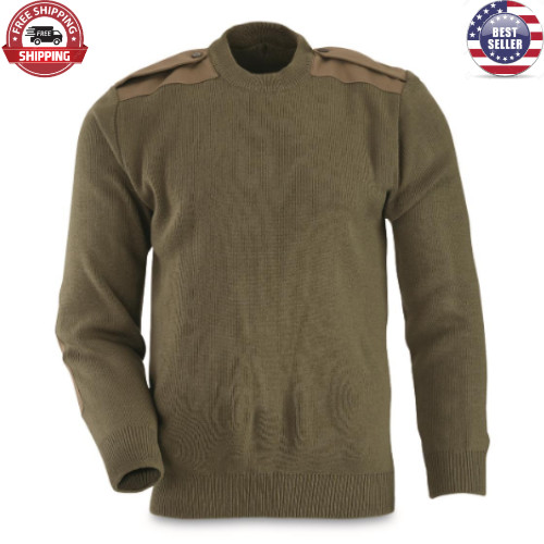 Romanian Military Surplus Wool Blend Commando Sweater Olive Drab Large New