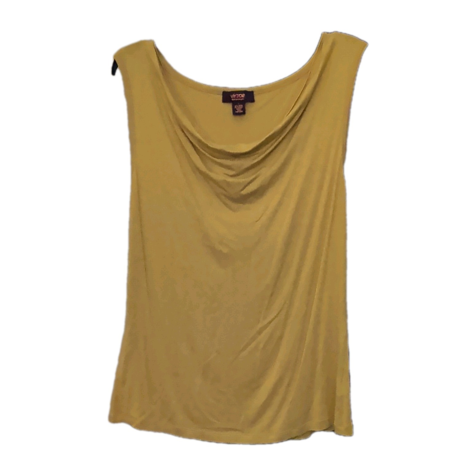 Victor Alfaro Women’s L Mustard Yellow Solid Cowl Neck Sleeveless Tank Top