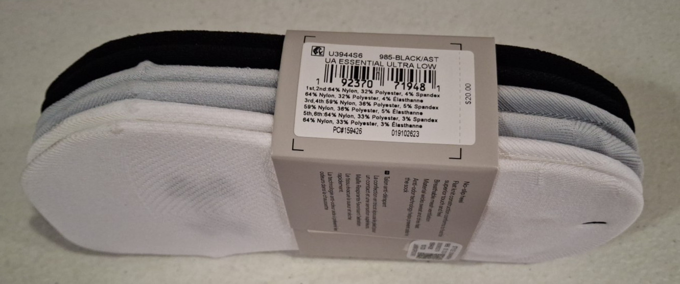 Under Armour Women’s 6 Pack No Show Liner Socks Size Medium Ultra Low NEW