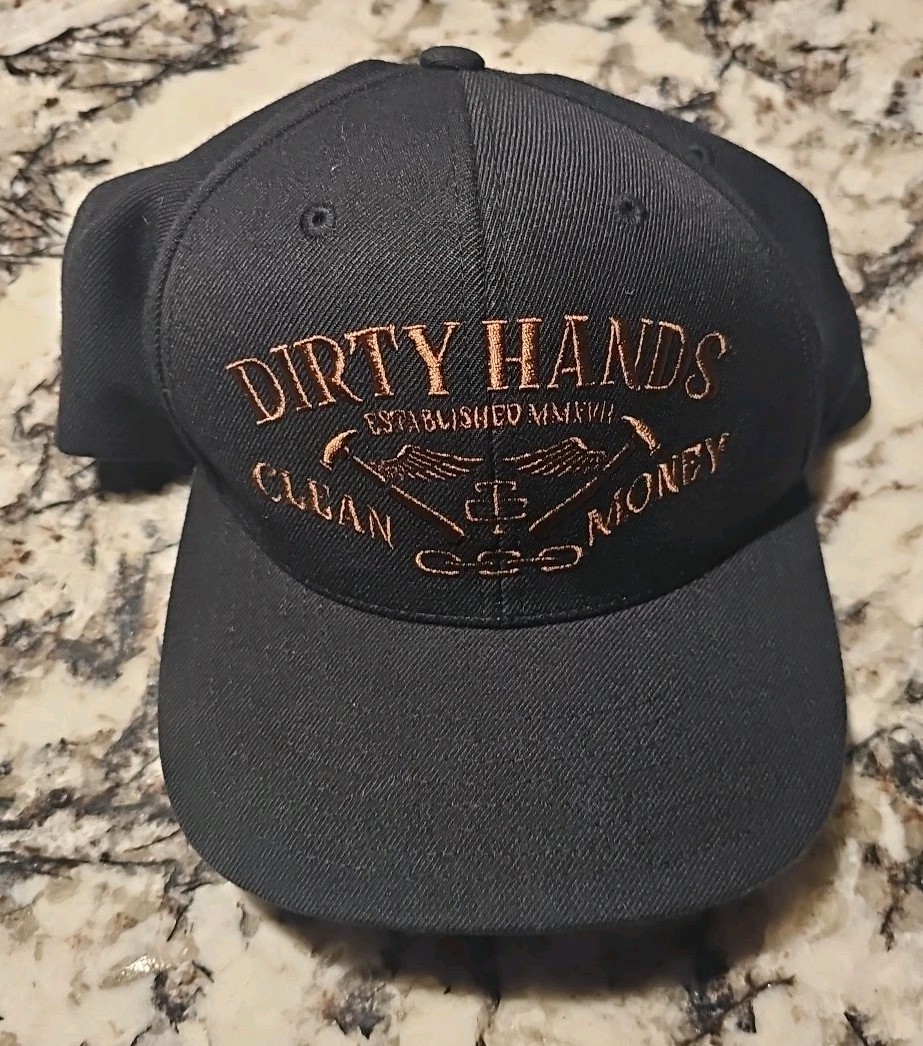 Dirty Hands Clean Money Catina Full Snapback Hat Cap Adjustable Troll Black