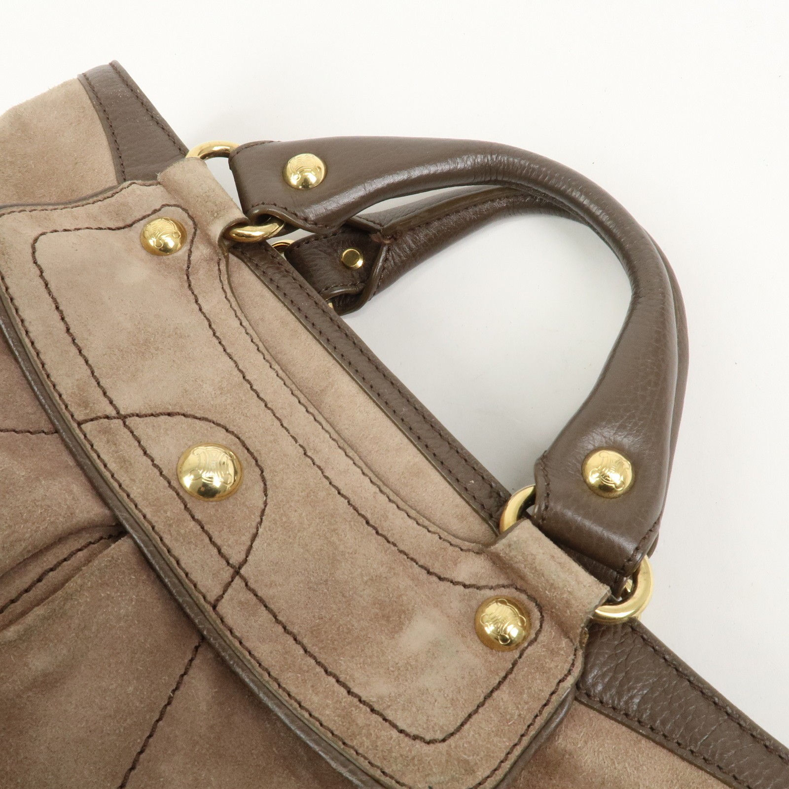 CELINE Boogie Bag Suede Leather Hand Bag Beige Brown Authentic Used F/S
