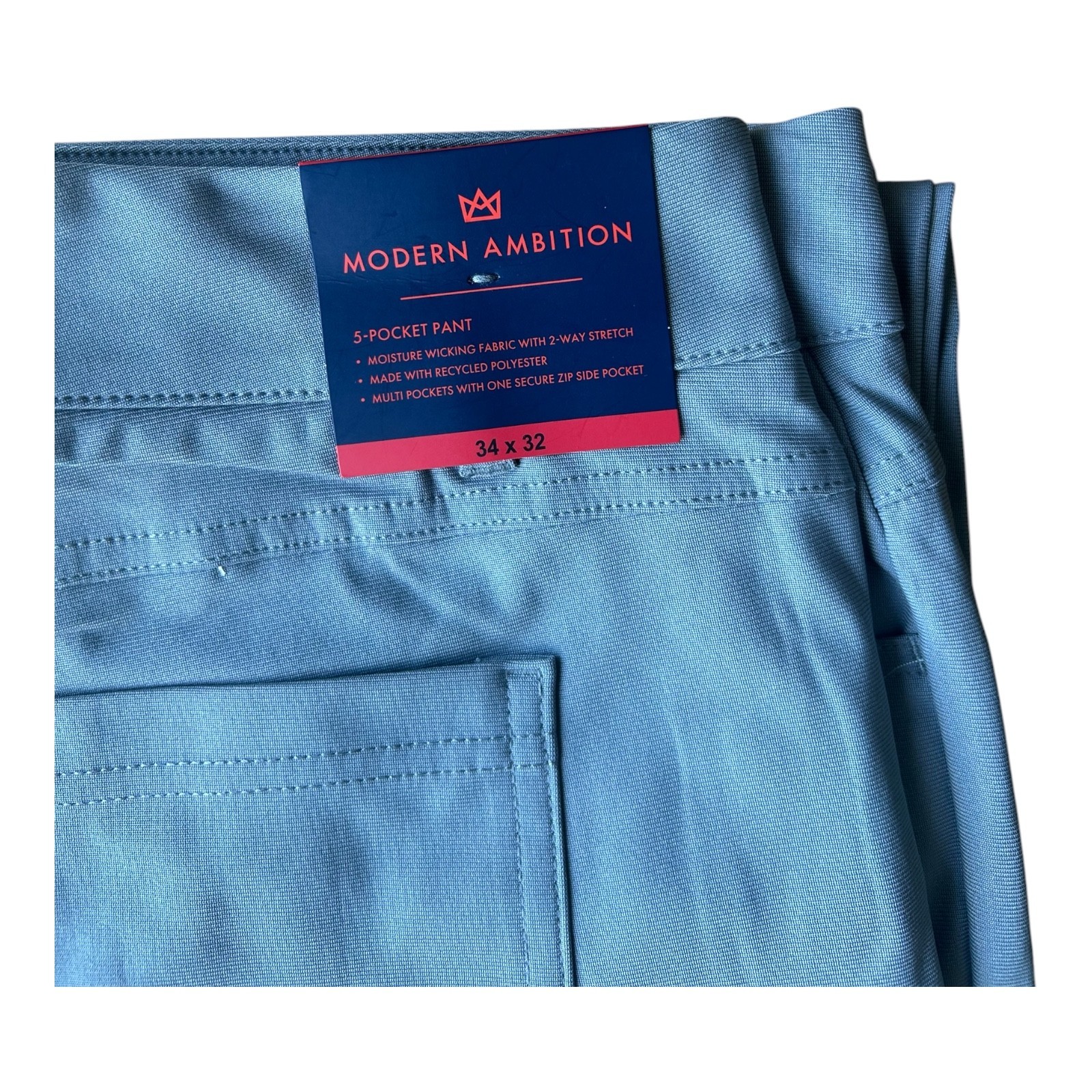 Modern Ambition Men’s 5-Pocket Pant Moisture Wicking Fabric Gray Size 34×32