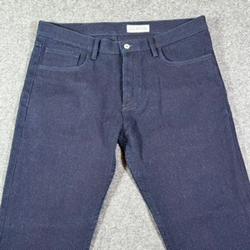 Gustin 341 Indigo Sashiko Textured Jeans Mens 38 Straight Fit USA Fits 36×30