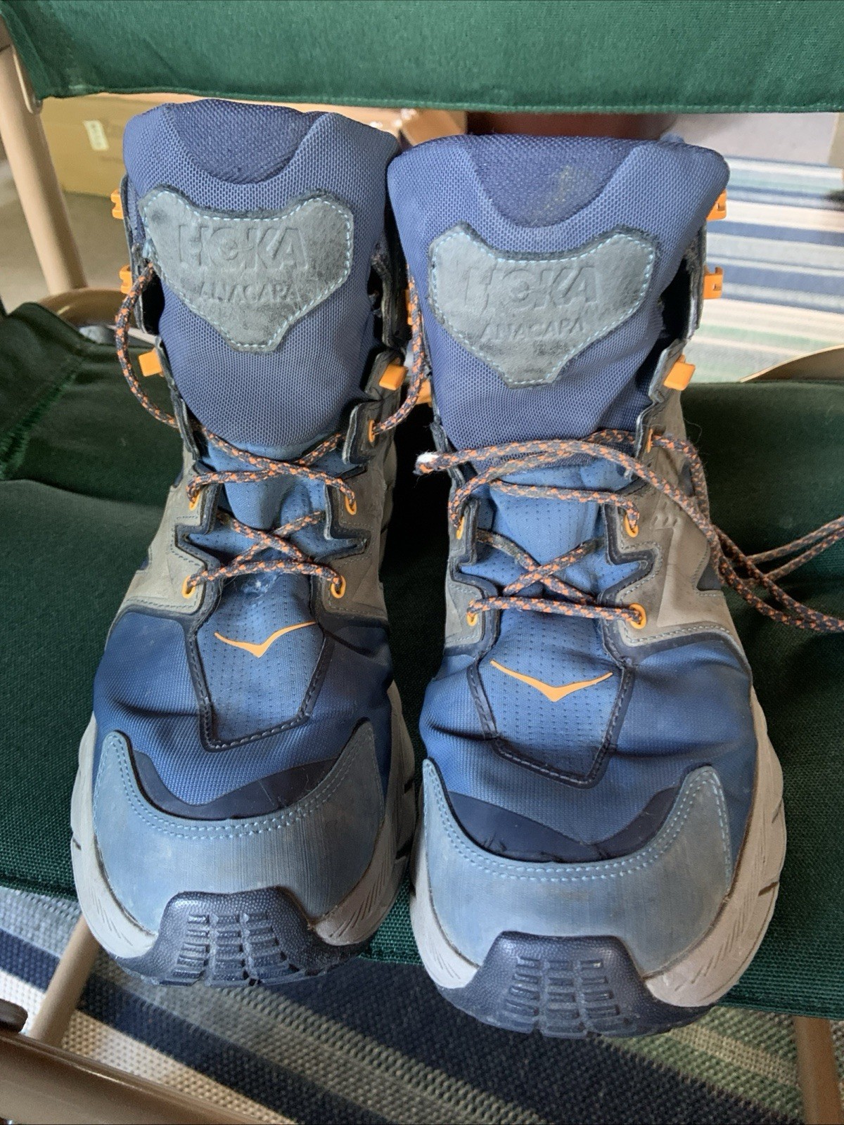 Hoka One One Anacapa Mid GTX Hiking Boots Men’s Size 12 D Navy Gray Brn 1122018