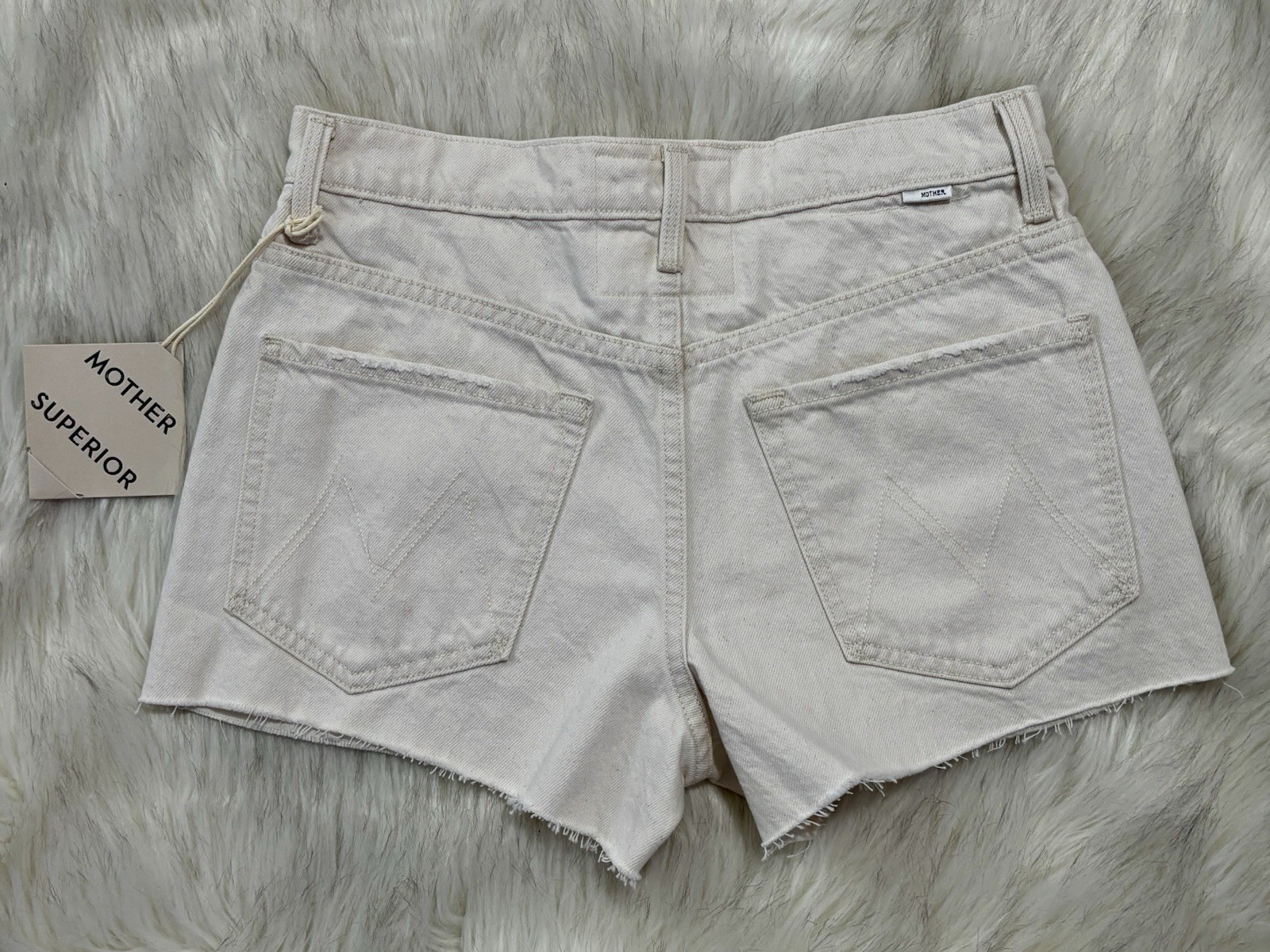 NWT MOTHER Dodger Fray Cut-Off Shorts Natural Selection Cream-colored SZ 27