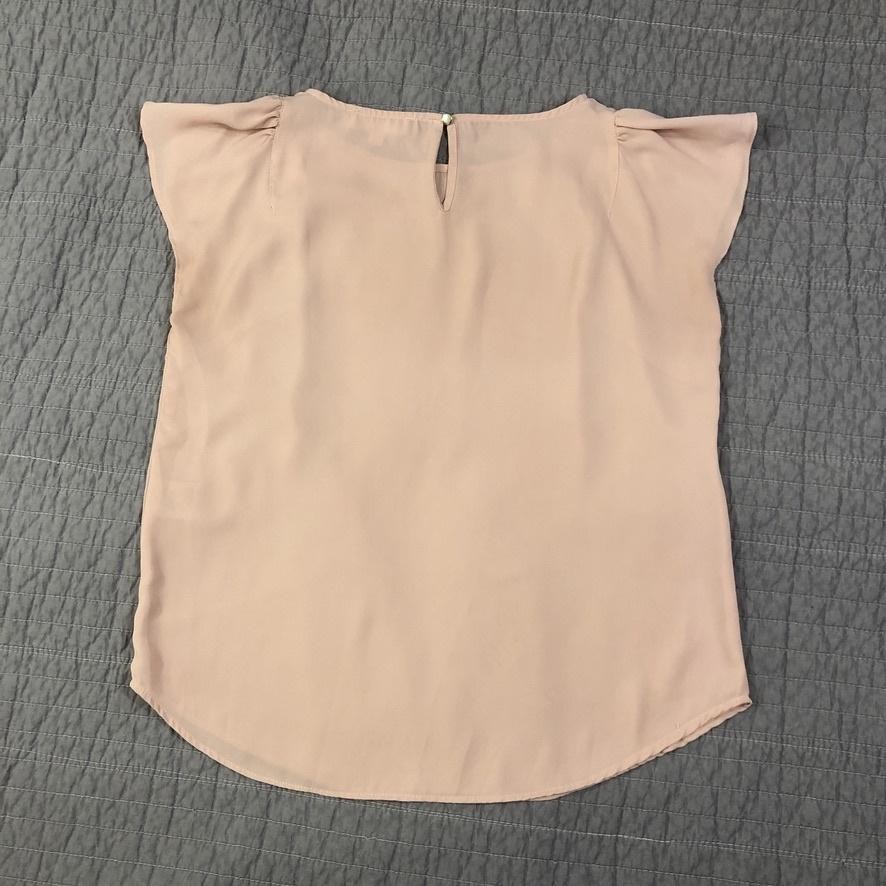 Philosophy Blouse Women Small Pink Chiffon Cap Sleeve Pullover Republic Top