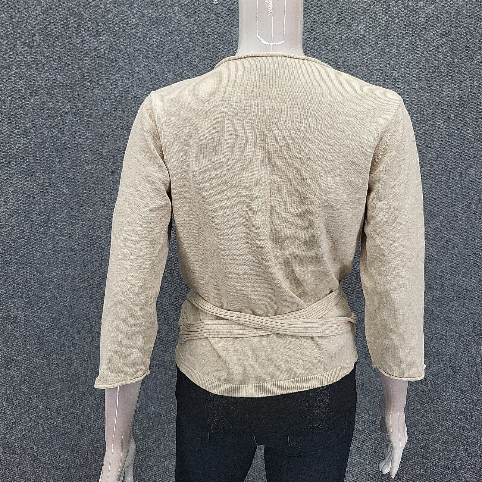 Encore by Idina Menzel Womens Beige Wrapped Cardigan Size Small