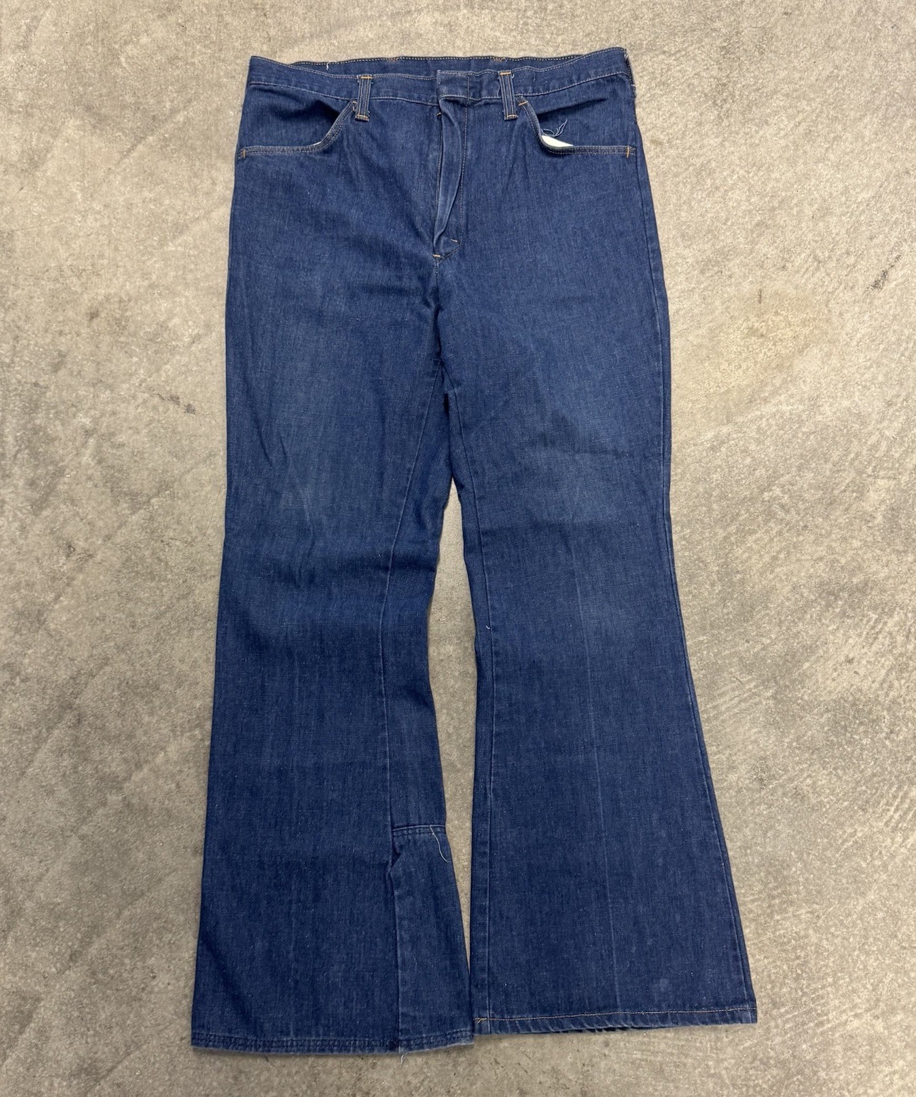 Vintage 70’s Mens Flare Jeans Super Wide Leg Repaired 34 x 30