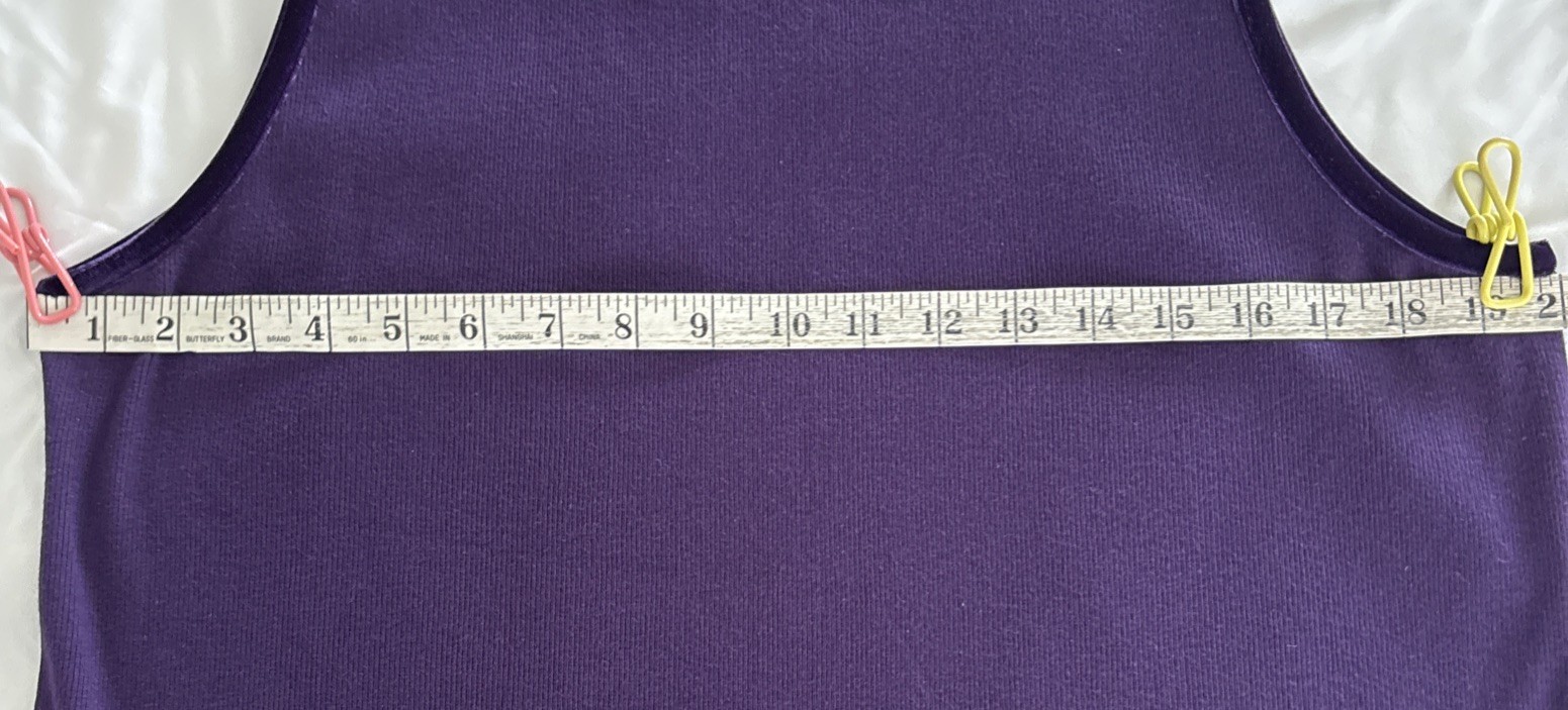 Stretch Scoop Neck Tank, Purple Plum, Velvet Look Trim, Sz L Y2K, Cottage Core