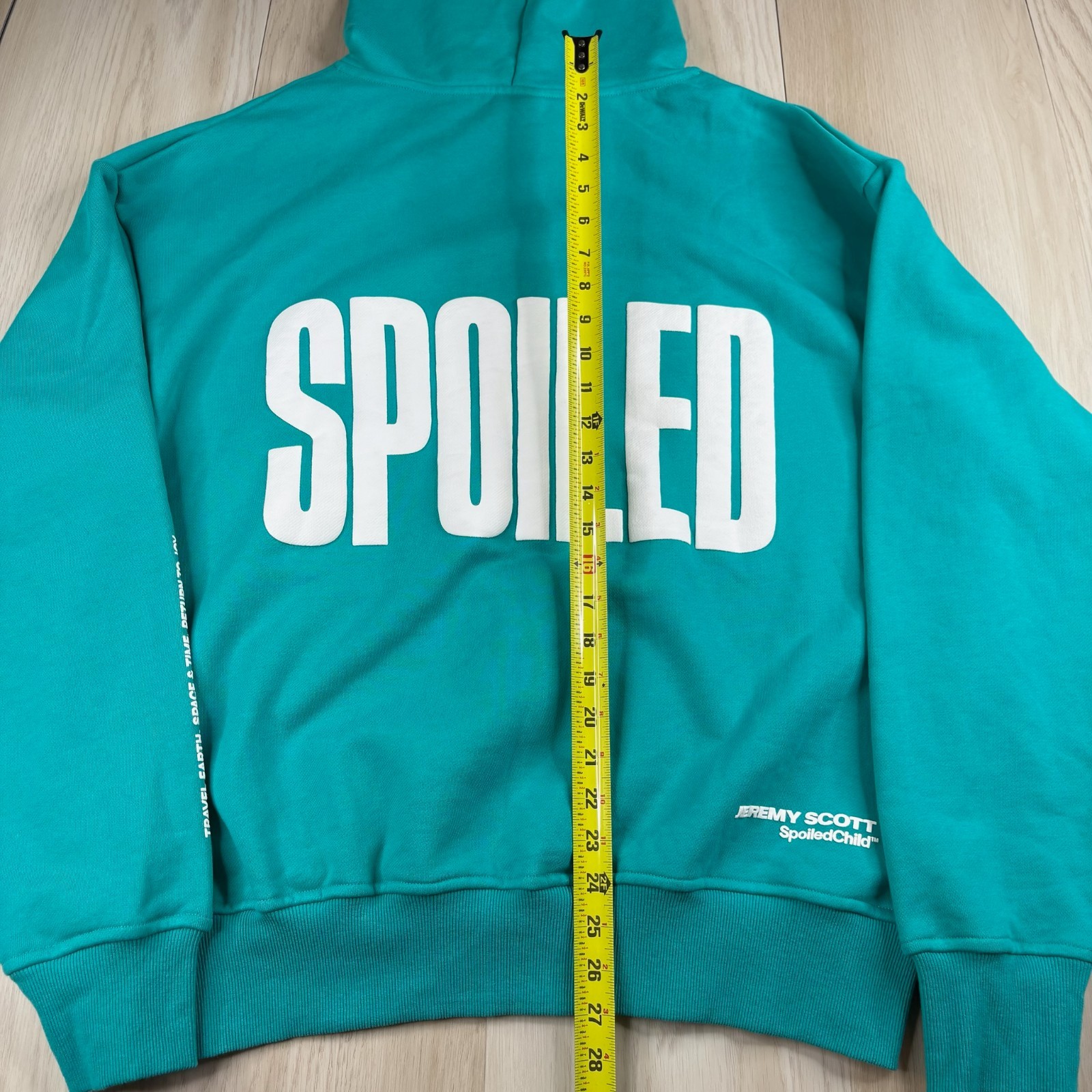 Jeremy Scott Mens Turquoise Blue Spoiled Child The Explorer Pullover Hoodie Sz L