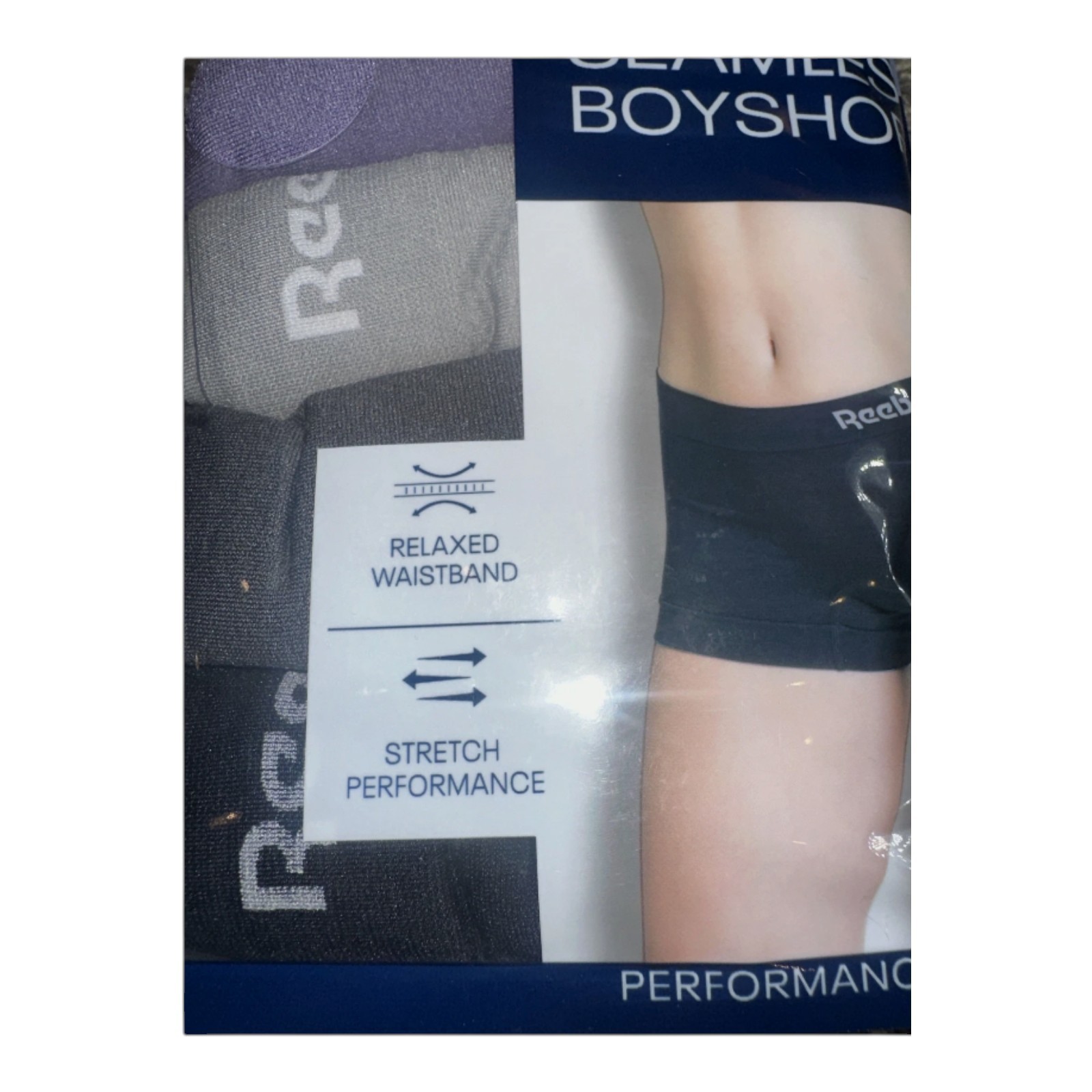 NEW Women’s Reebok 5 Pack Seamless Boyshorts White Purple Black Underwear L / XL