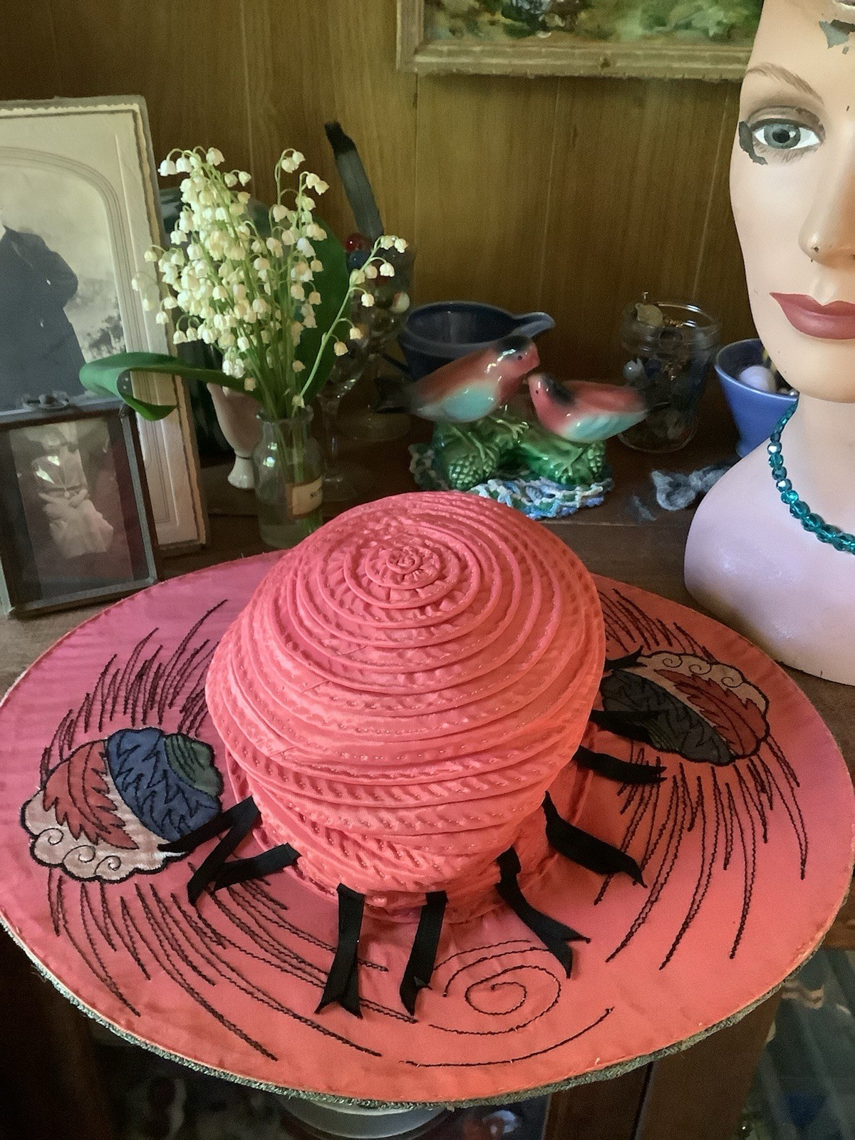 Vintage Antique 1900’s Fabulous JAS G JOHNSON CO Wide Brim HAT One Of A Kind