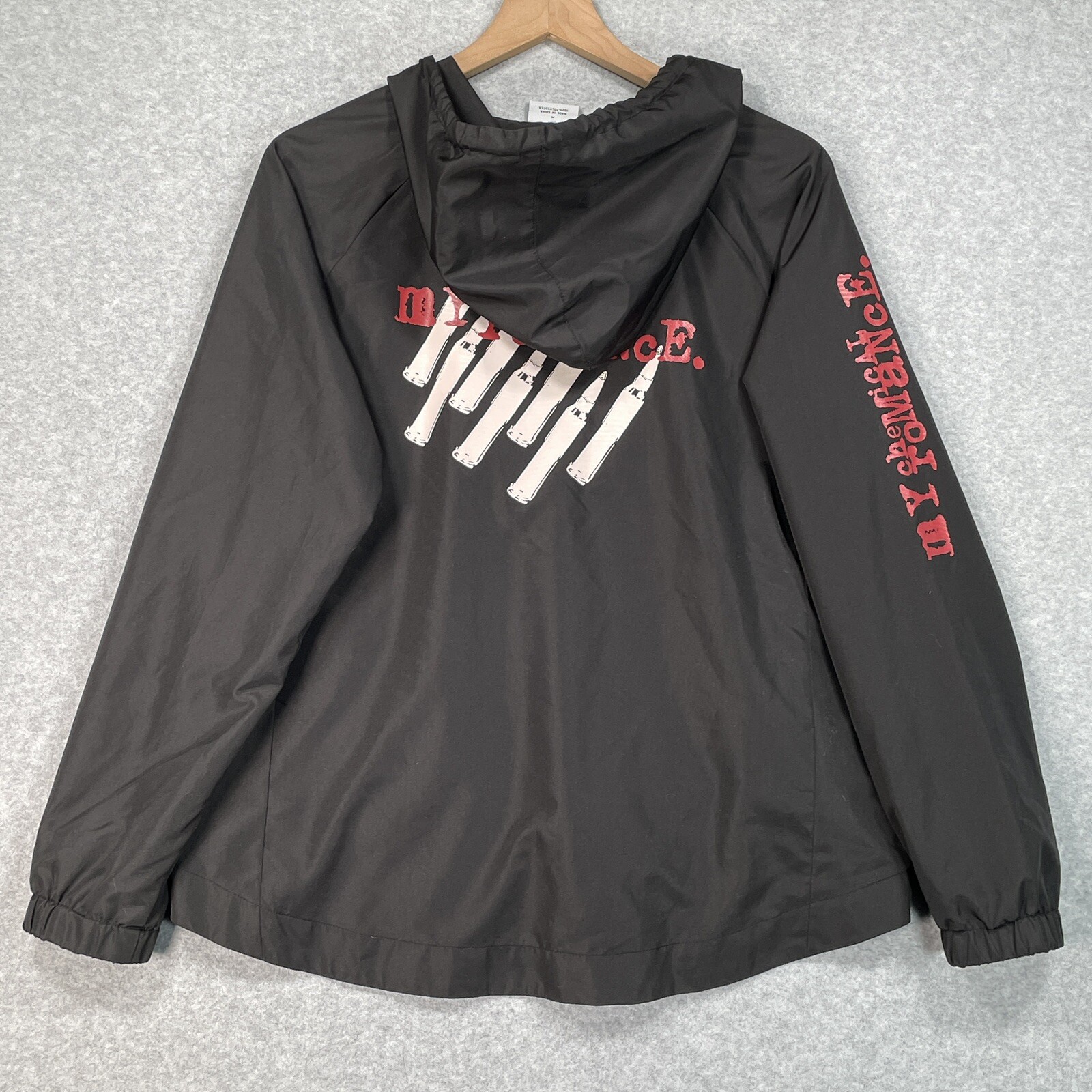 My Chemical Romance Windbreaker Jacket M Black Lightweight 2017 1/2 Zip Pullover