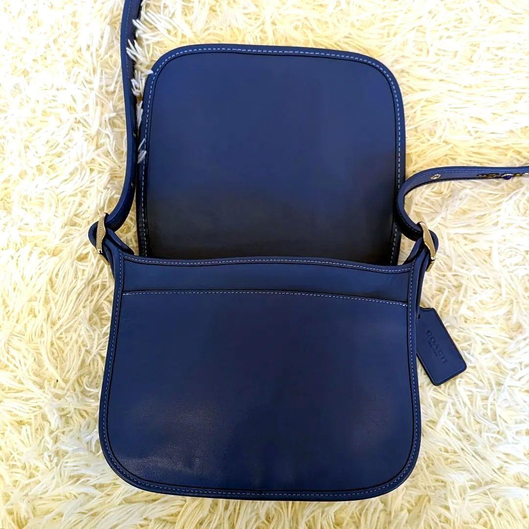 Coach Blue Studded Leather Shoulder Bag 8.3×7.9×3.1in Used