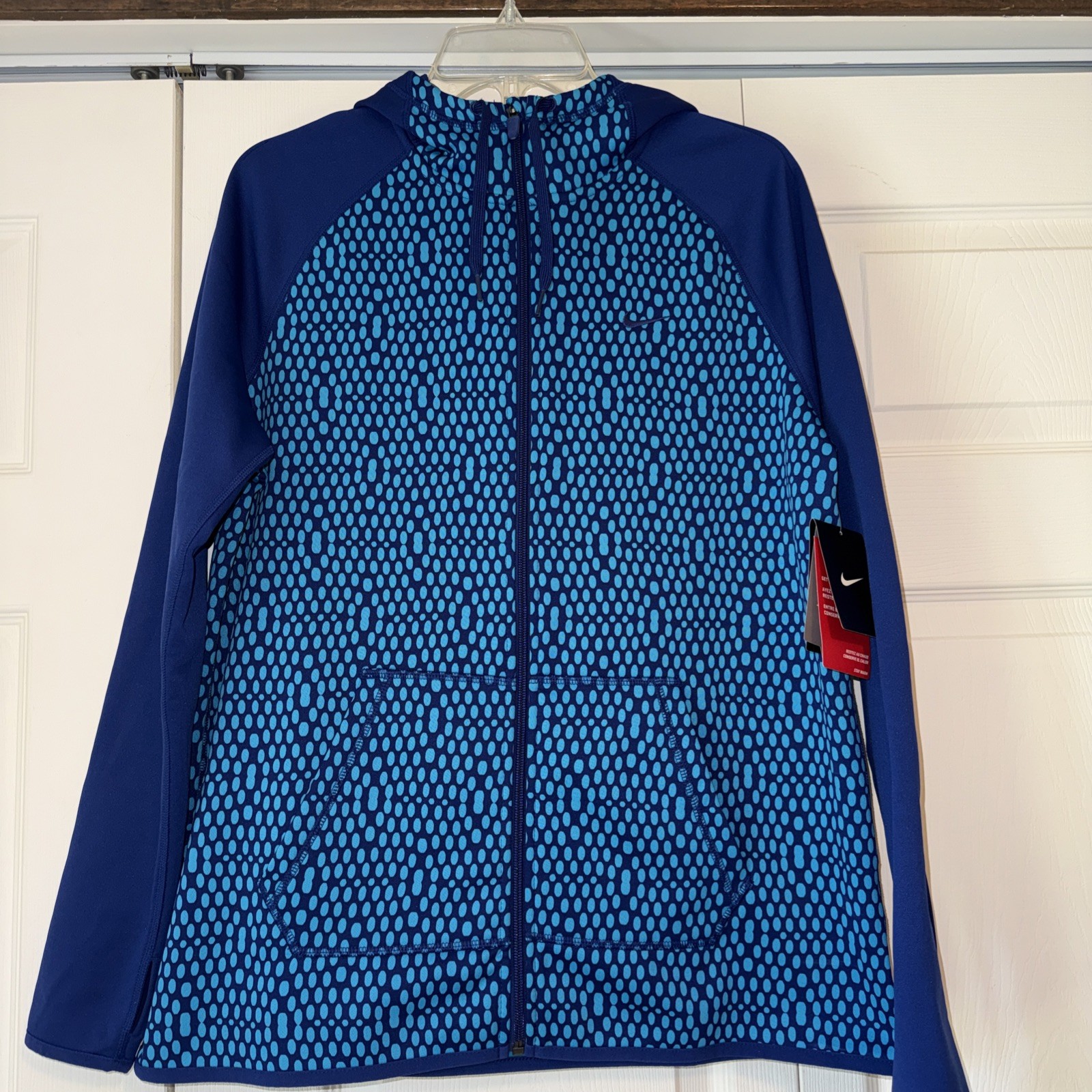 Nike Therma-FIT Women’s Large Full Zip Hooded Jacket NWT Blue Thumbholes