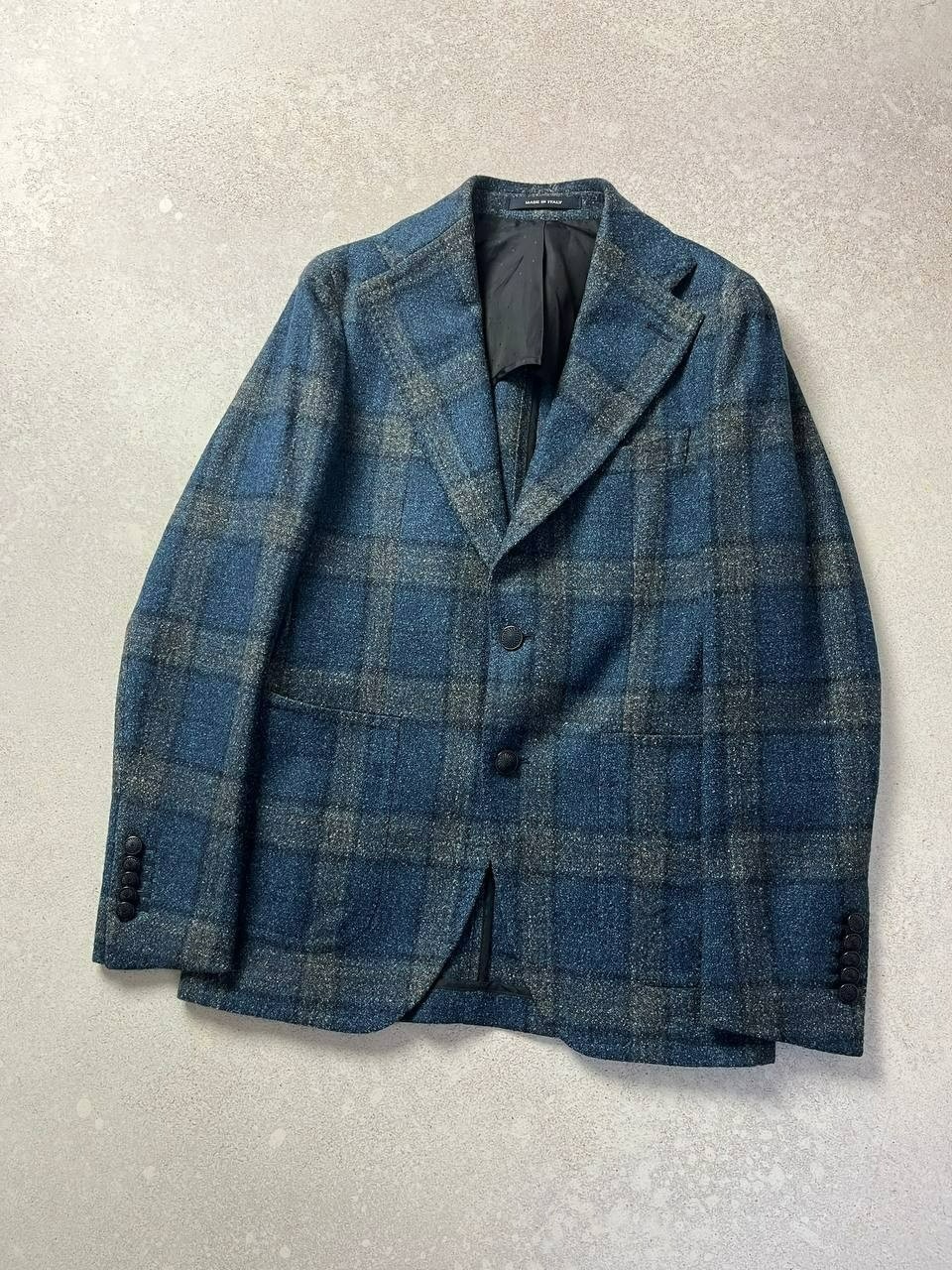 DDP Vintage Tagliatore Blue Plaid Wool Blazer Sport Coat Size IT 44R