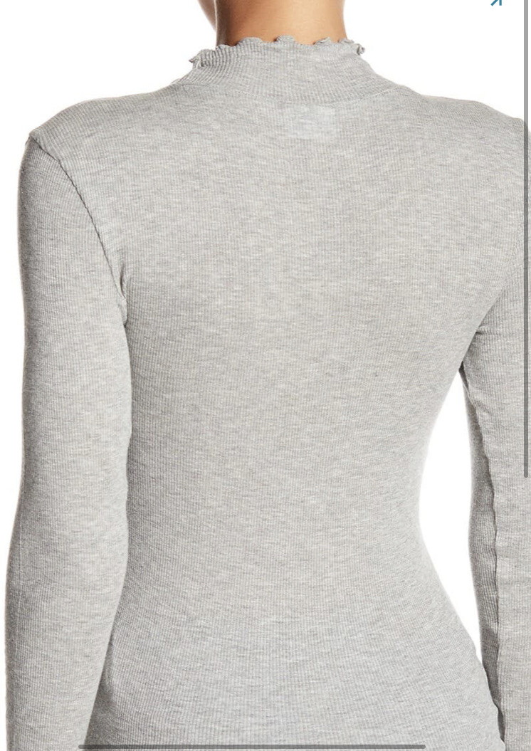Abound Lettuce Edged Knit Top Grey Medium Heather Size XXS, XS,S, M, L, XL, XXL