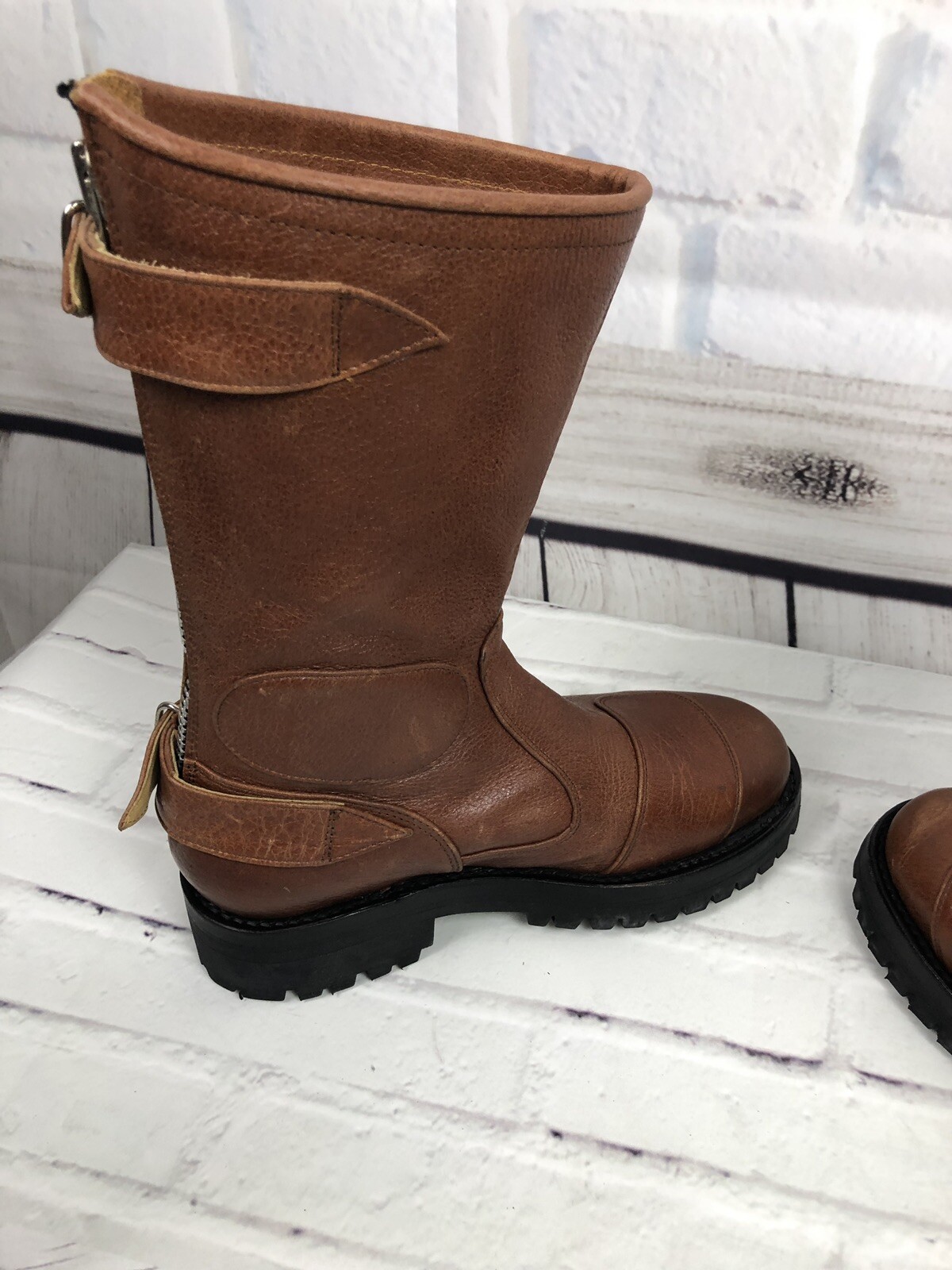 NEW Gasolina Men’s High Octane Hand Made Brown Motorcycle Boots Size 5.5 D