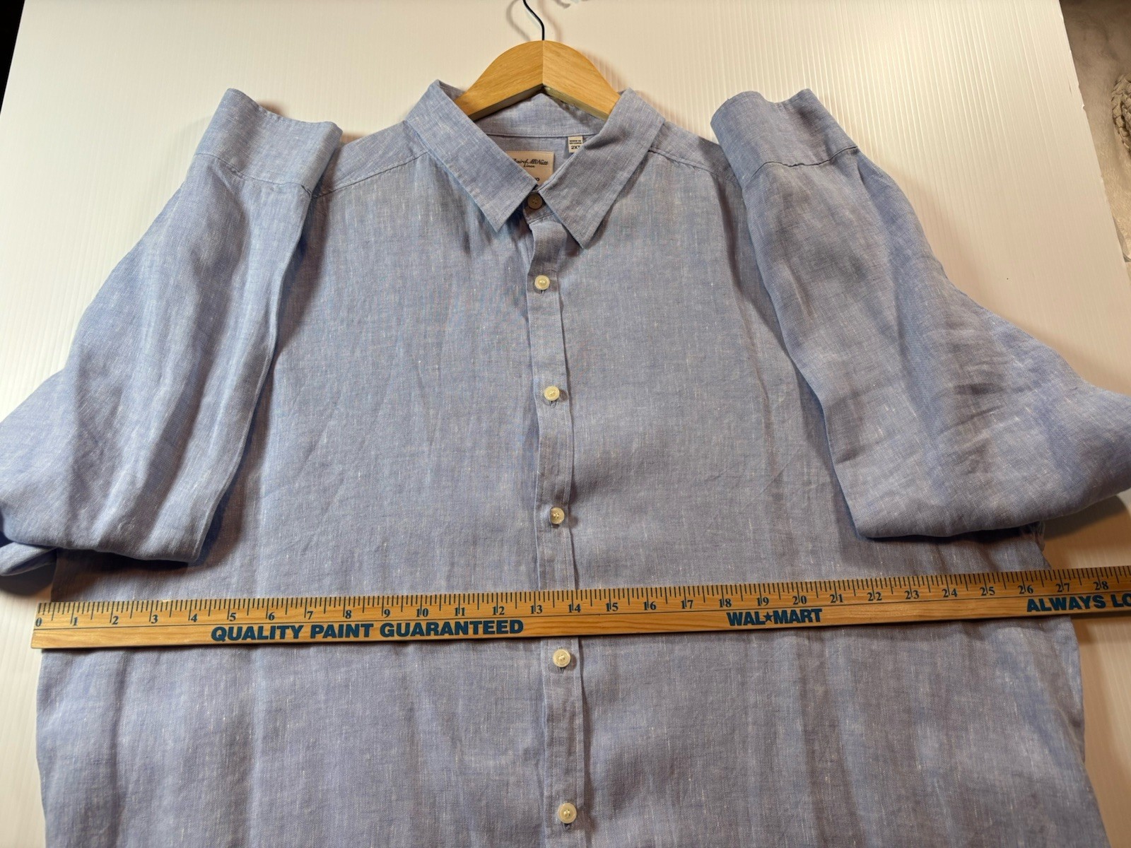 Murano Baird McNutt Linen Men’s 2XT Big & Tall Blue Woven L/S Button-Up