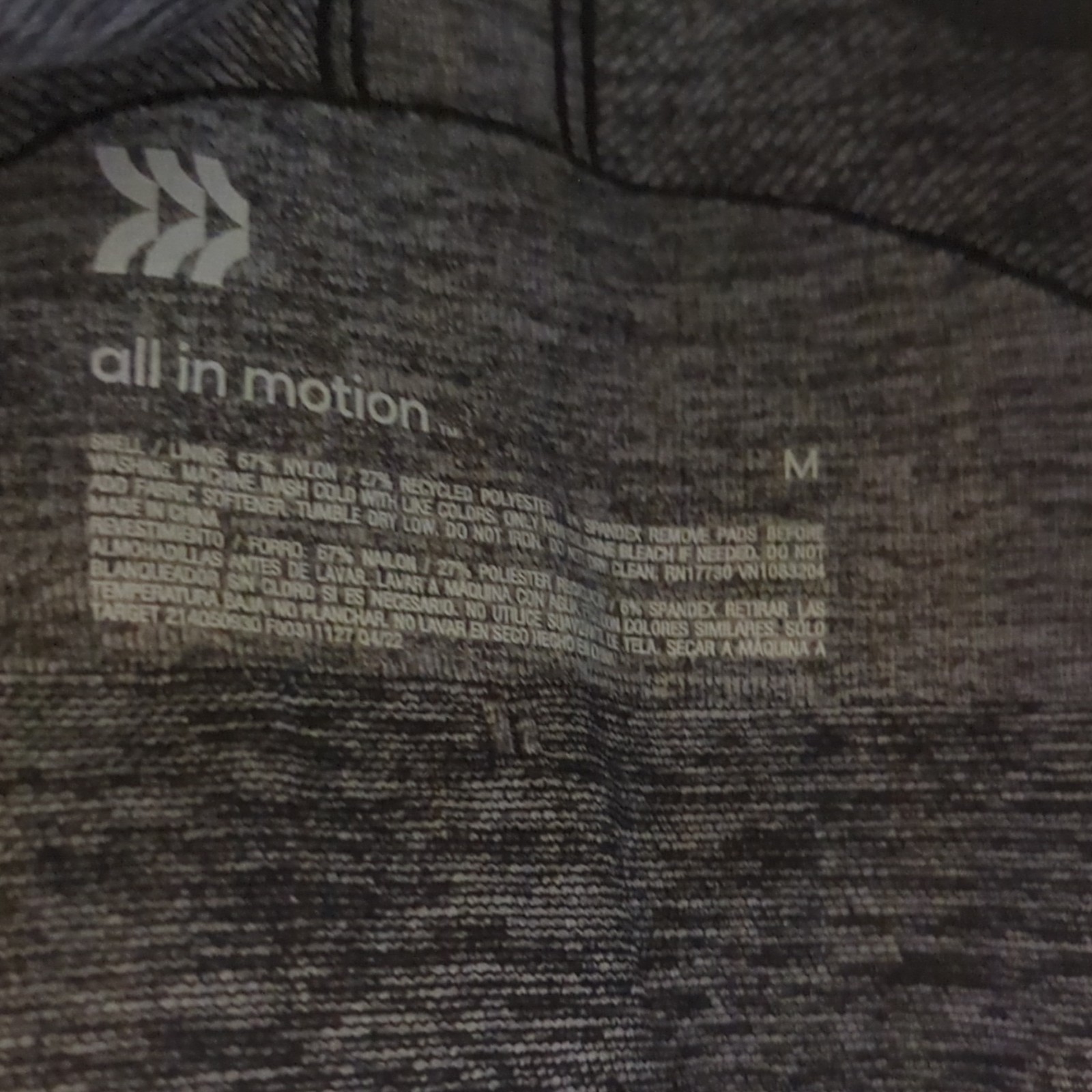 All in Motion Medium Support Seamless Racerback Sports Bra Gray Heather M