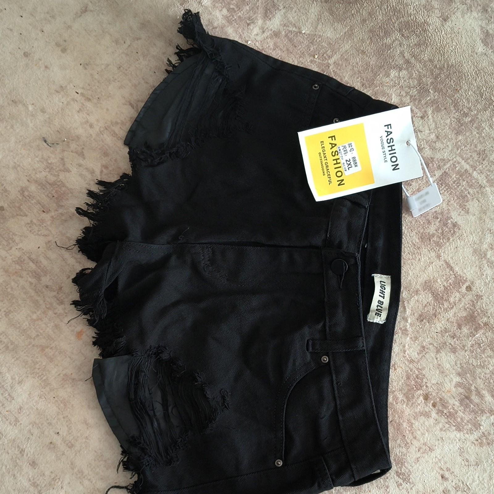 Fashion Women’s 2XL Plus Black Denim Cut Off Shorts High Rise 5-Pocket Button