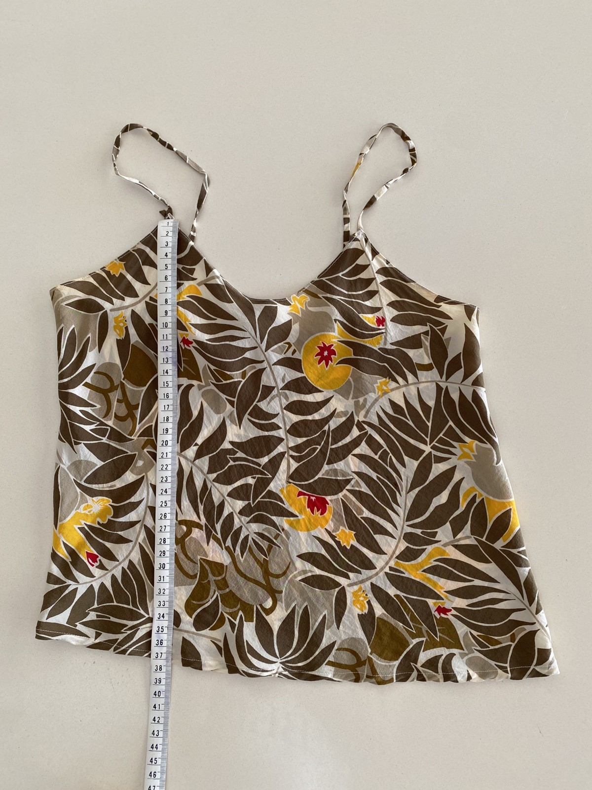 Vintage 90s Fenn Wright & Manson 100% silk Cami Tropical Print bias cut Size S