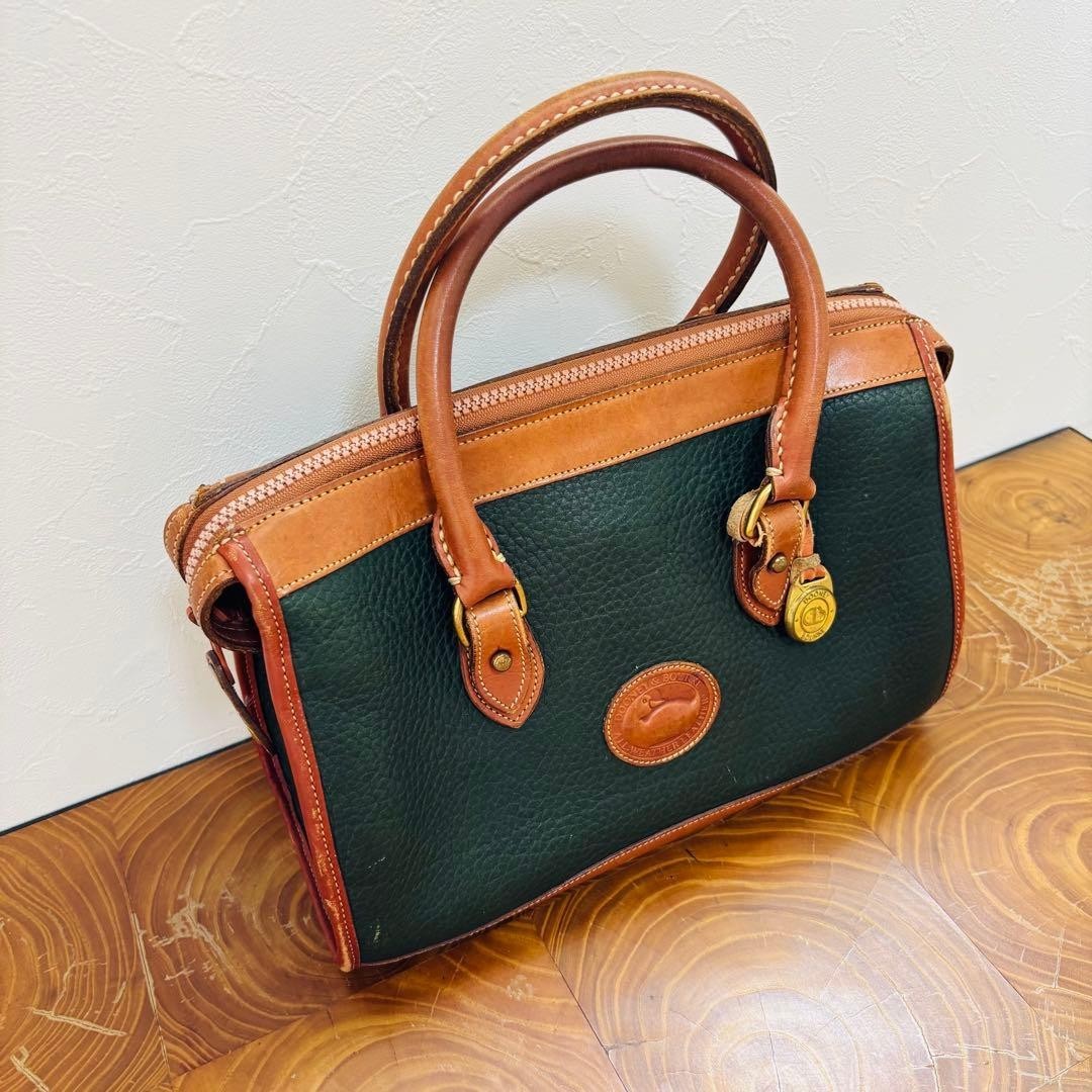 Dooney & Bourke Mini Boston Bag Green US 11.6in Pebbled Leather Vintage Japan
