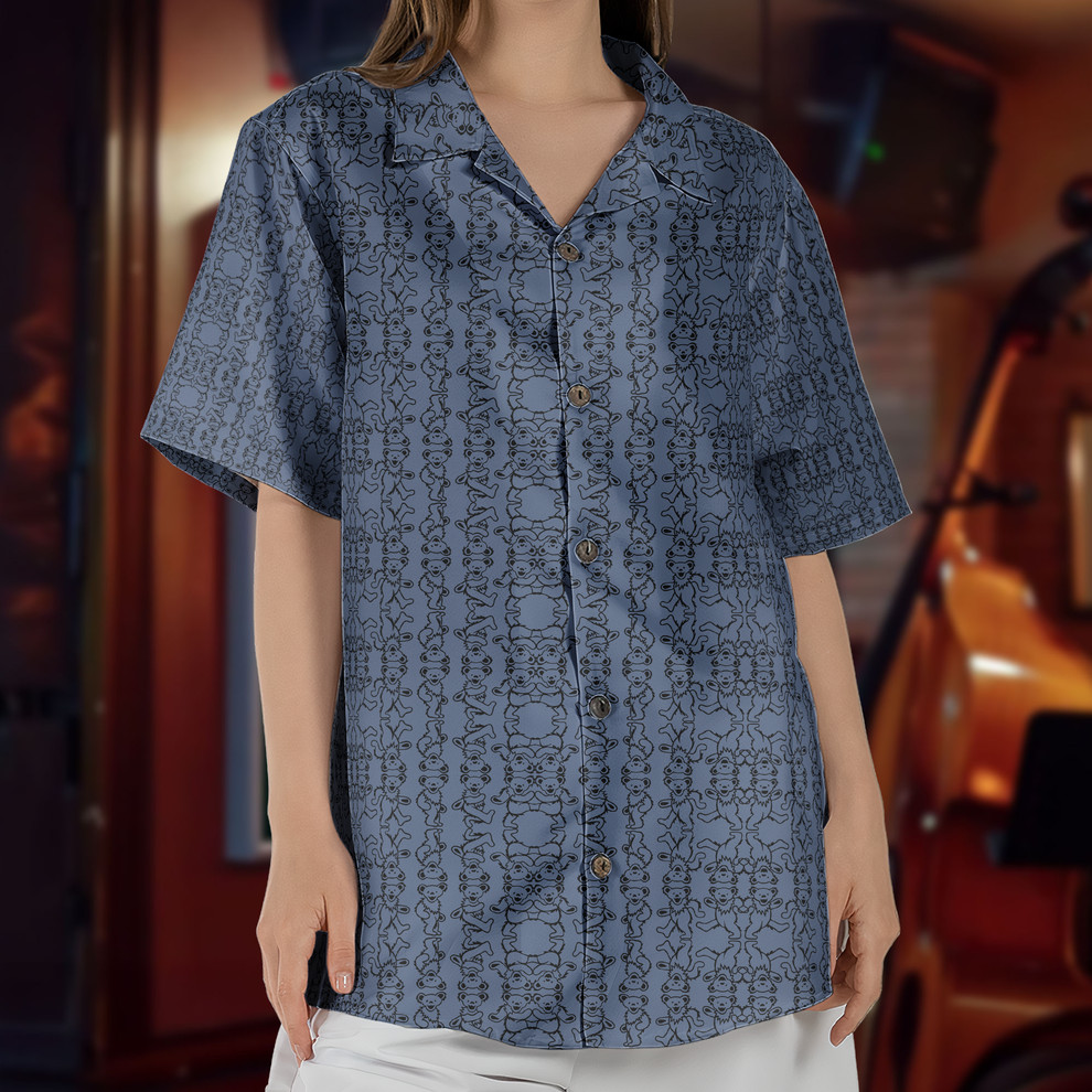 Dancing Bears Hawaiian Men Shirt, Men Grateful Dead Accent Hawaiian Shirt