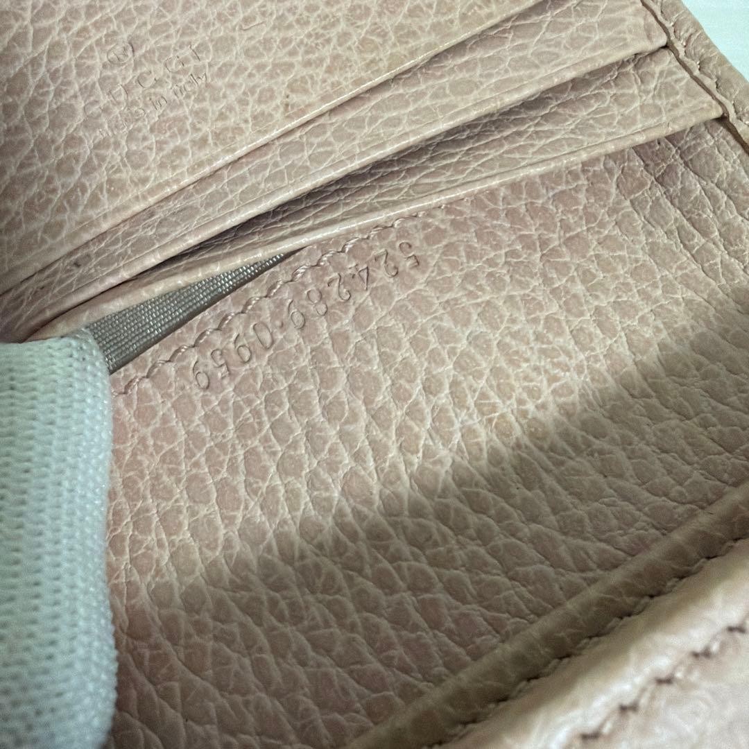 GUCCI Folded Mini Wallet Black Pink Leather Gold Logo Ribbon