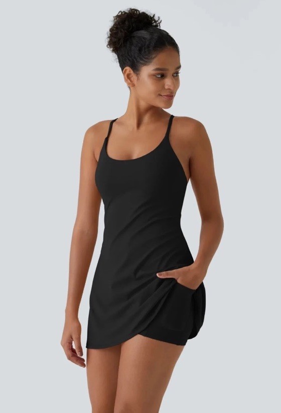 Halara SoftlyZero™ Plush Backless Active Dress Easy Peezy Edition 2X , NWT BLACK