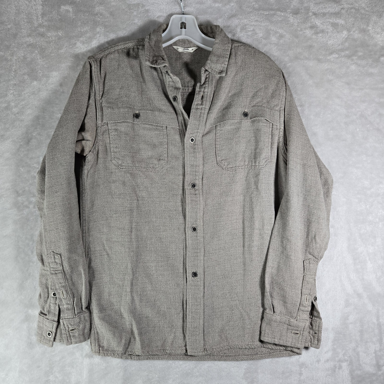 3sixteen Cotton Flannel Mens Size Medium Button Up Herringbone Pattern Read Des!