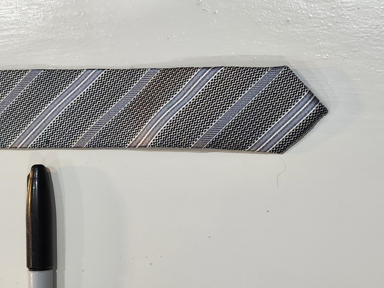 Jos. A. Bank Silver Woven Silk/Wool Syriped Pattern Mens Tie W 3.5 L 59.5/8